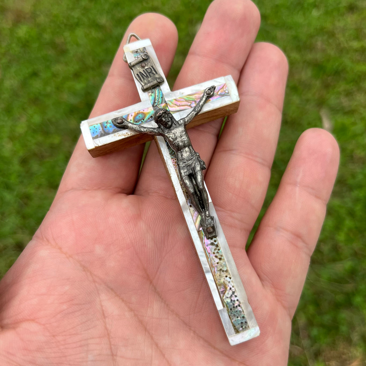 Vintage abalone crucifix.