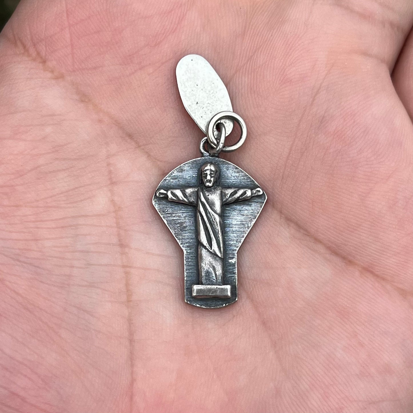 Vintage Sterling silver Rio Christ charm.