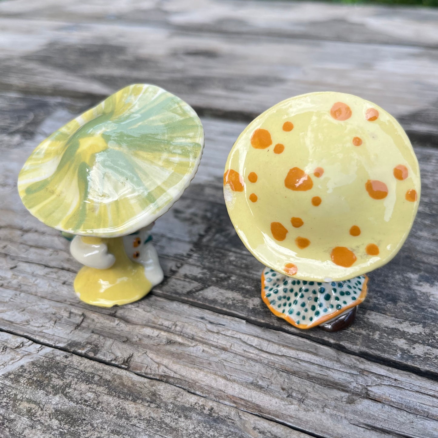 Vintage ceramic pixie figurine set.