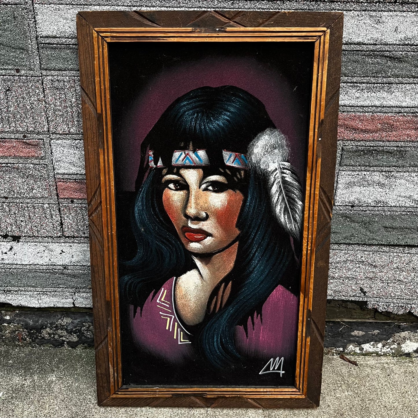 1970s Native women painted on velvet.