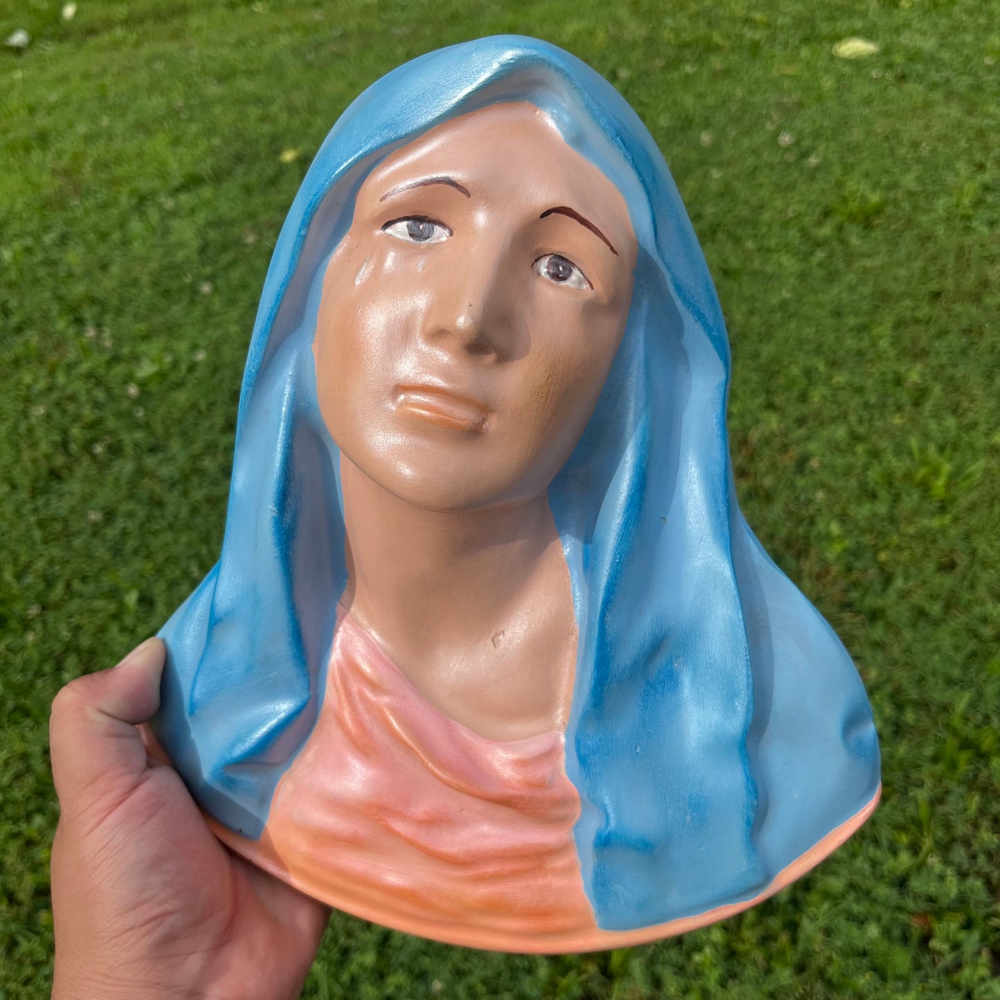 Vintage chalkware Mother Mary bust.