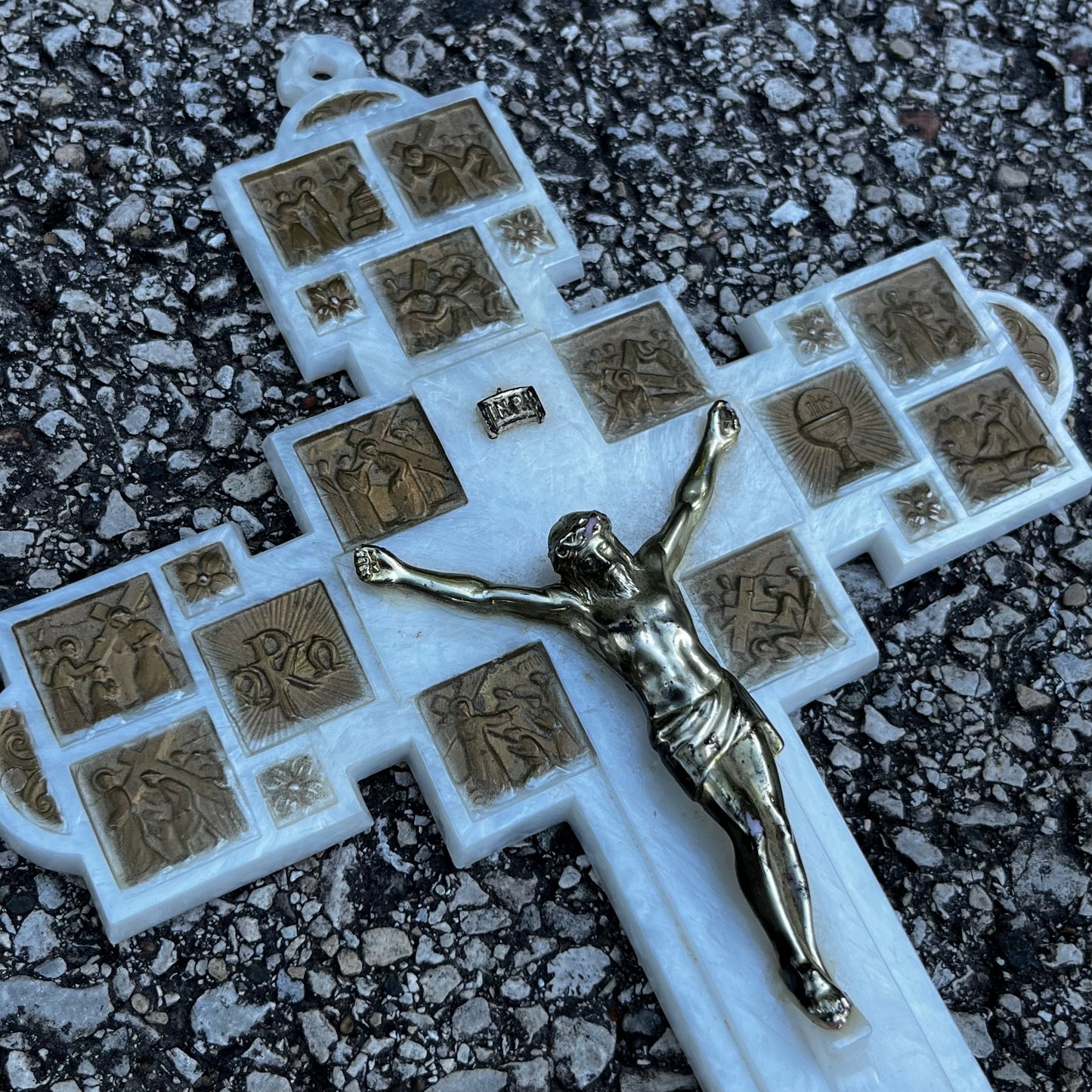 Vintage 12 stations of the cross crucifix.