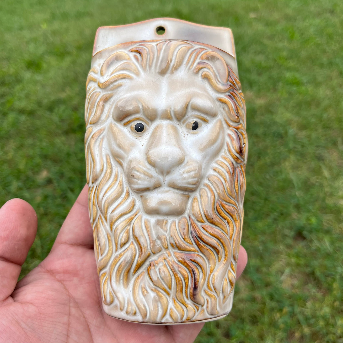 Vintage ceramic lion wall pocket.
