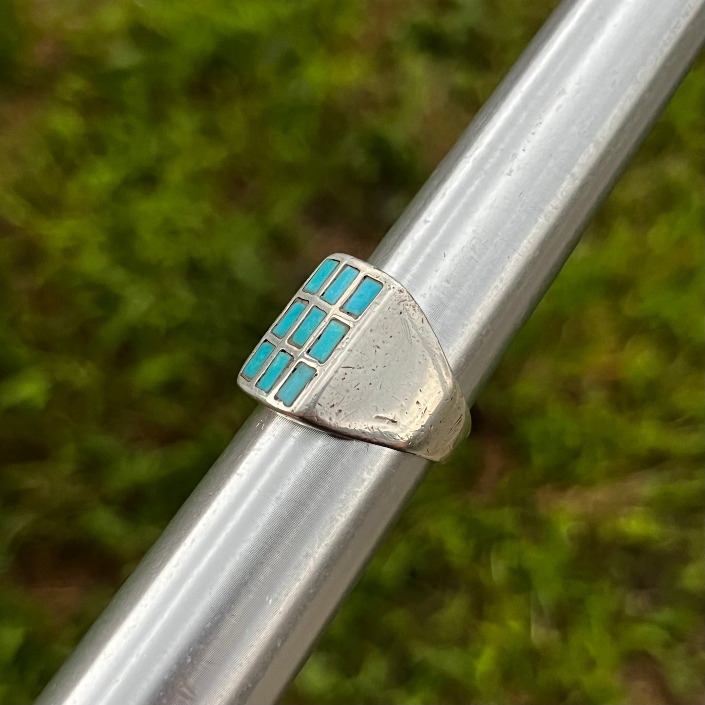 Vintage Sterling silver turquoise stacker ring. Size 7.75.