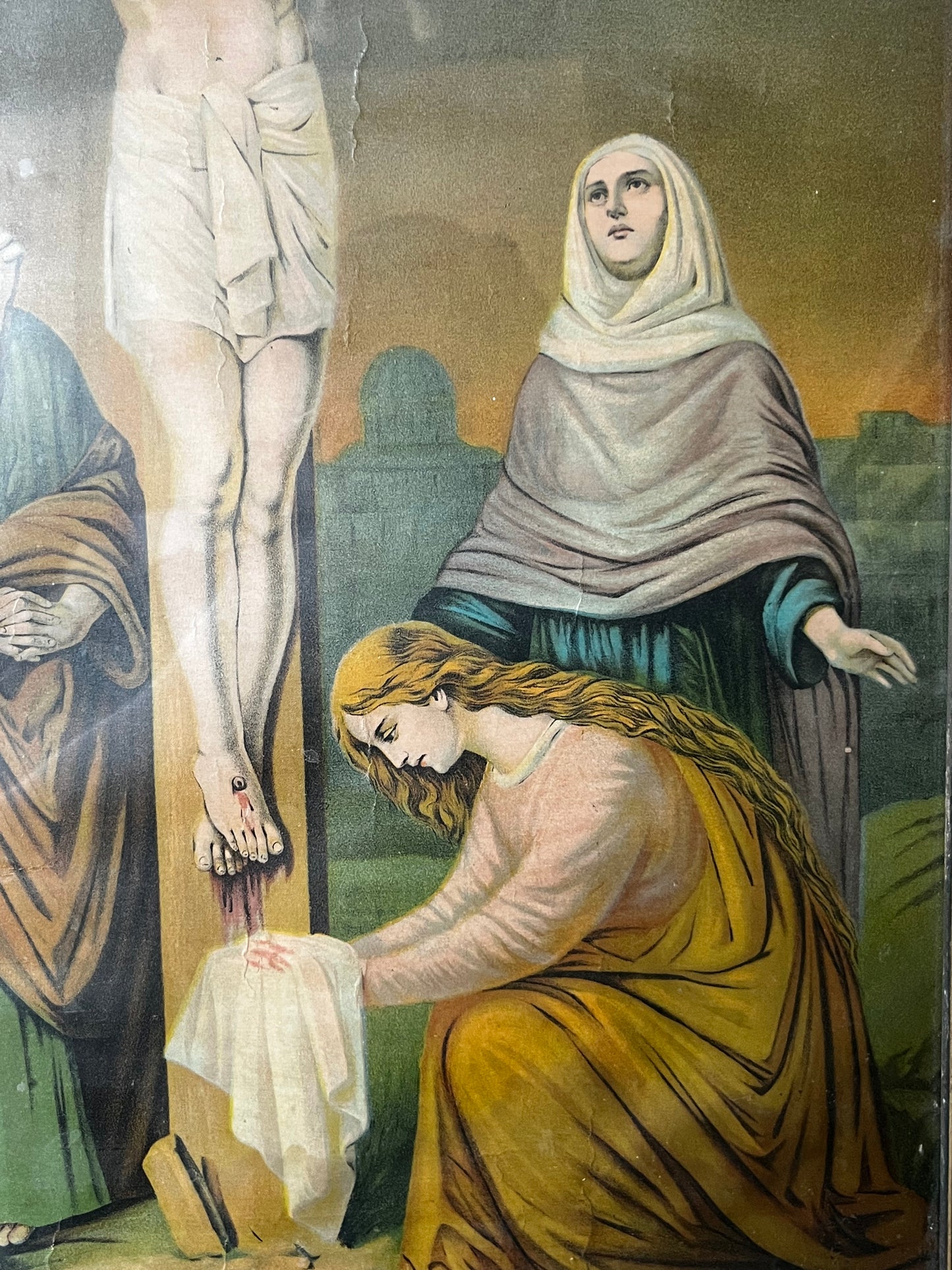 1940s Crucifixion of Christ lithograph.