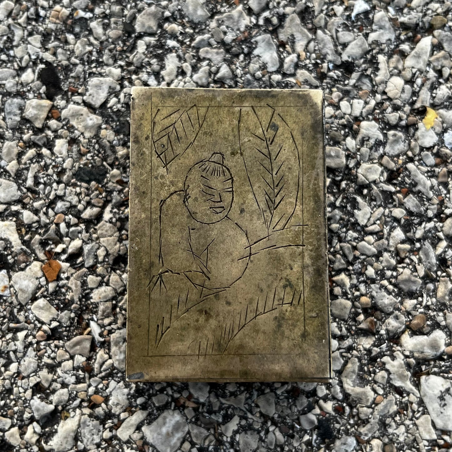 Vintage engraved brass matchbook safe.