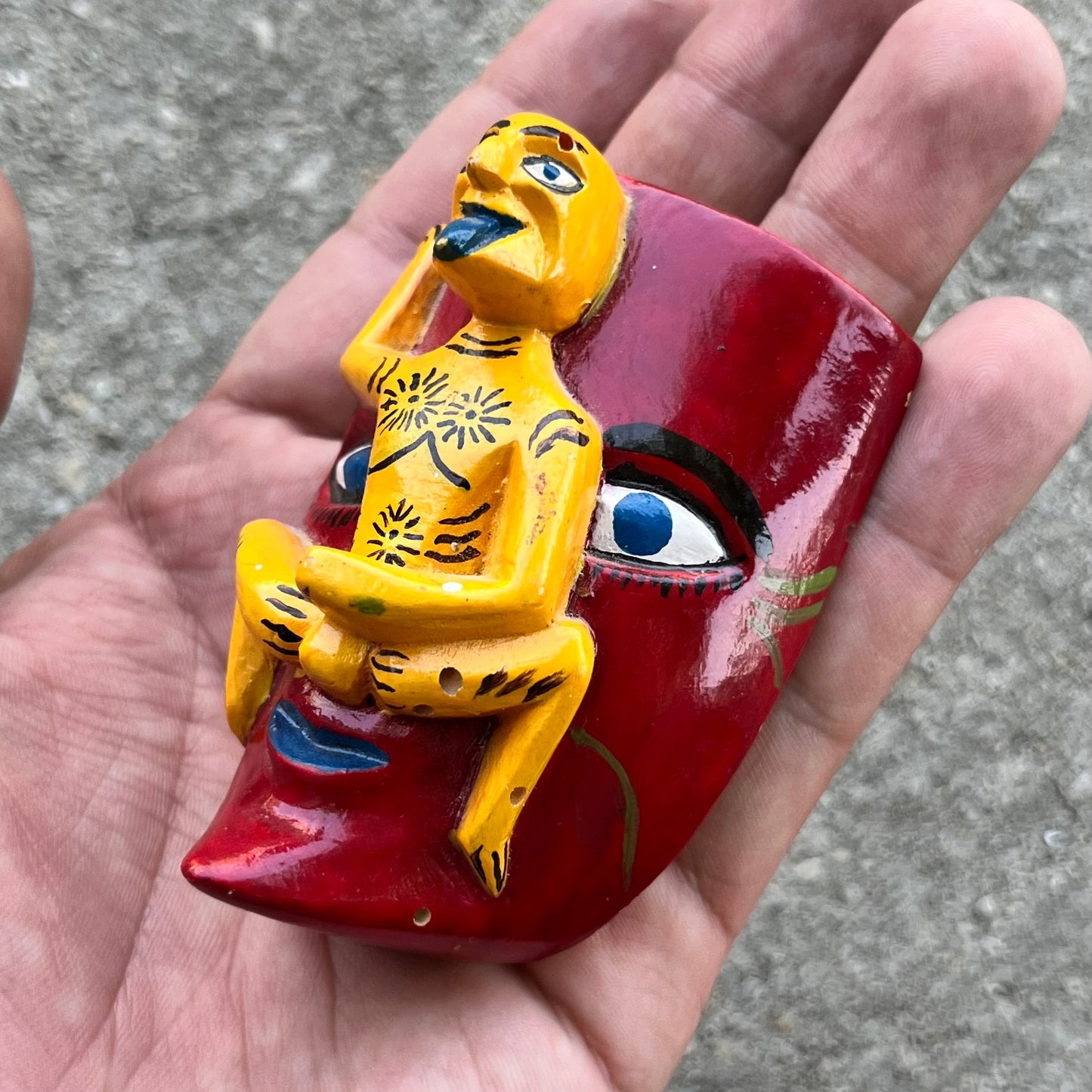 Vintage naughty yellow man mask.
