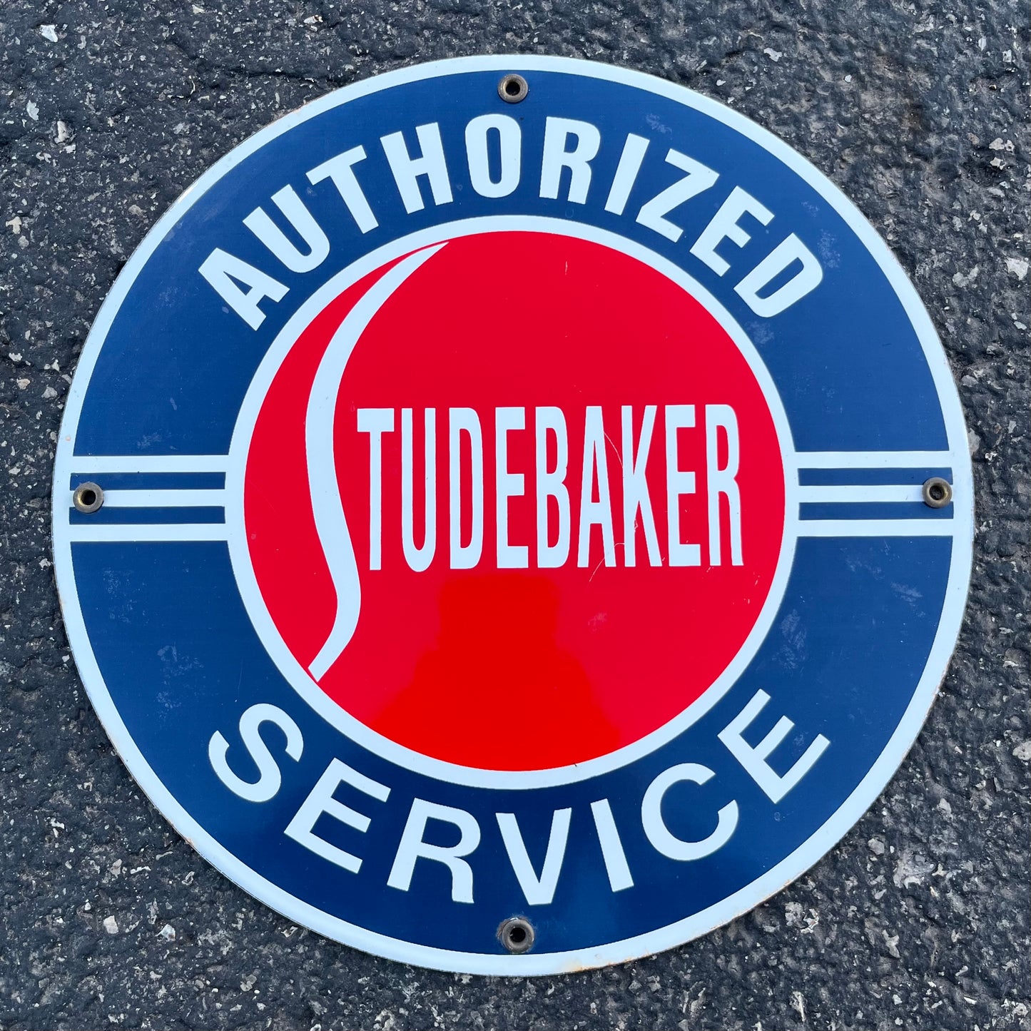 1980s Porcelain Studbaker “Authorized Service” sign.