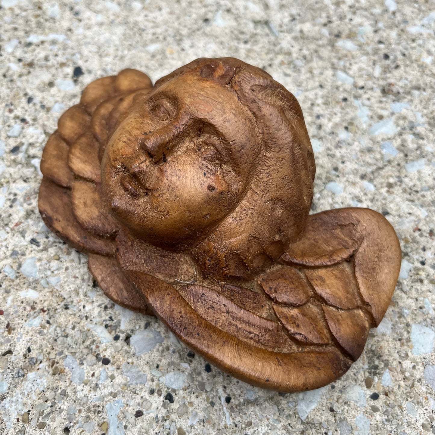 Vintage hand carved cherub.