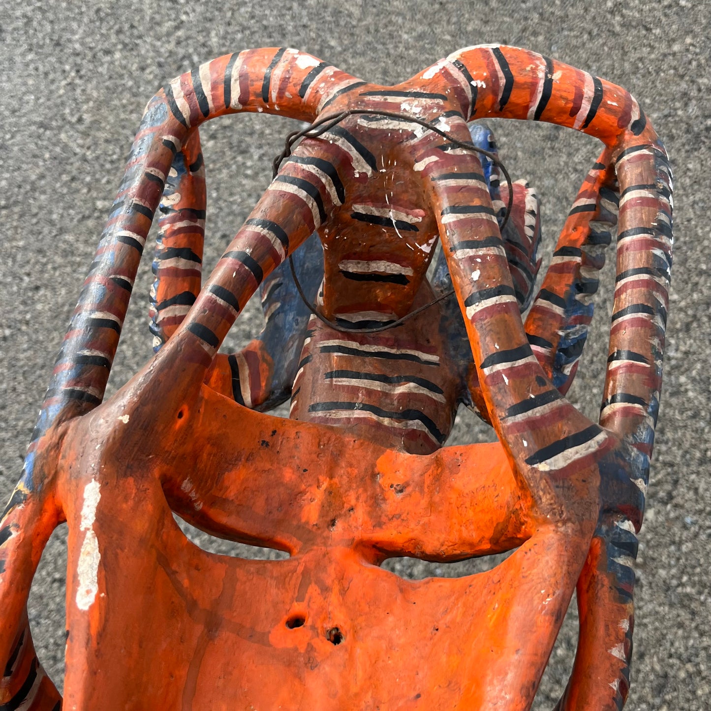 1970s Wooden serpent devil mask from Jaleaca de Catalan.