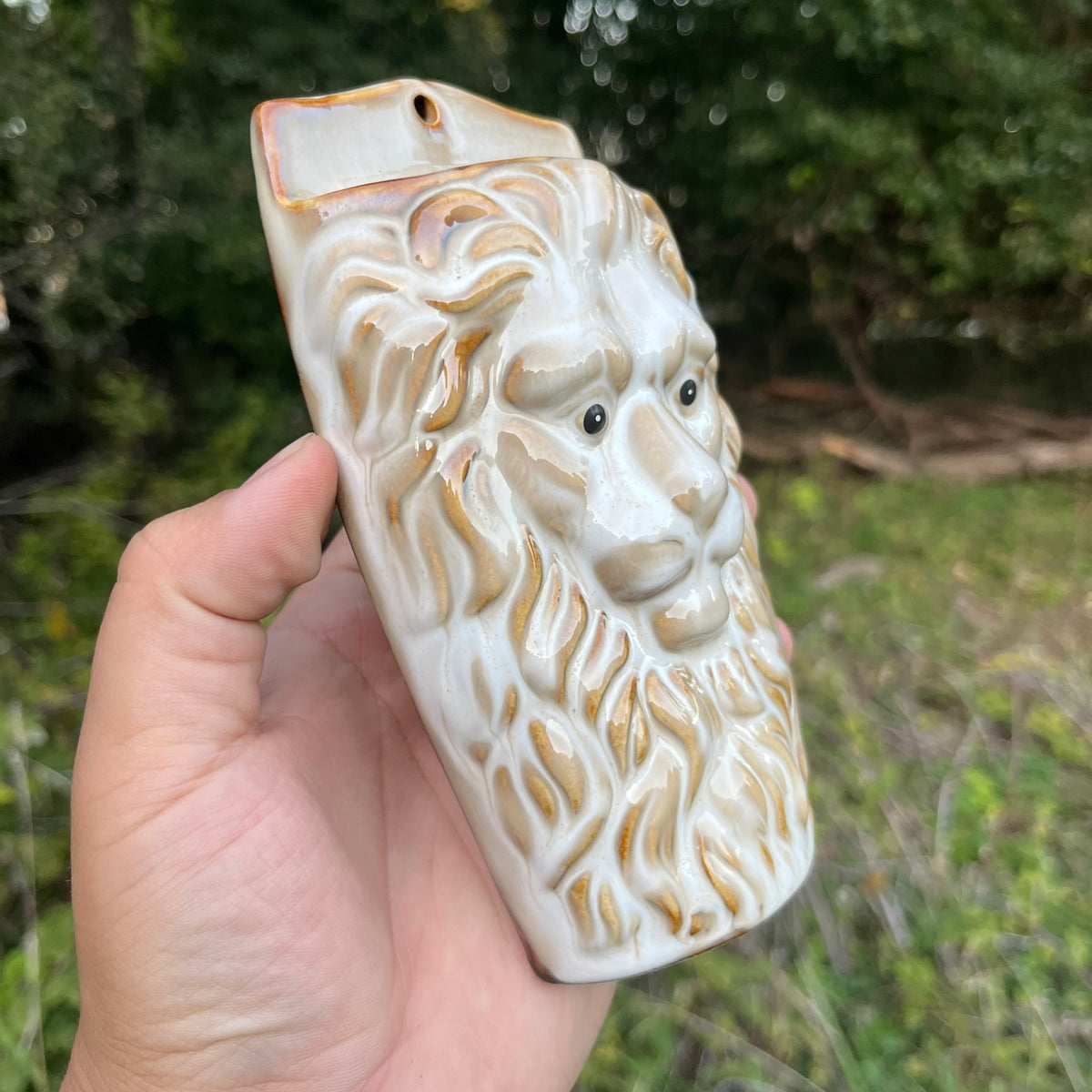 Vintage Lion head wall pocket.