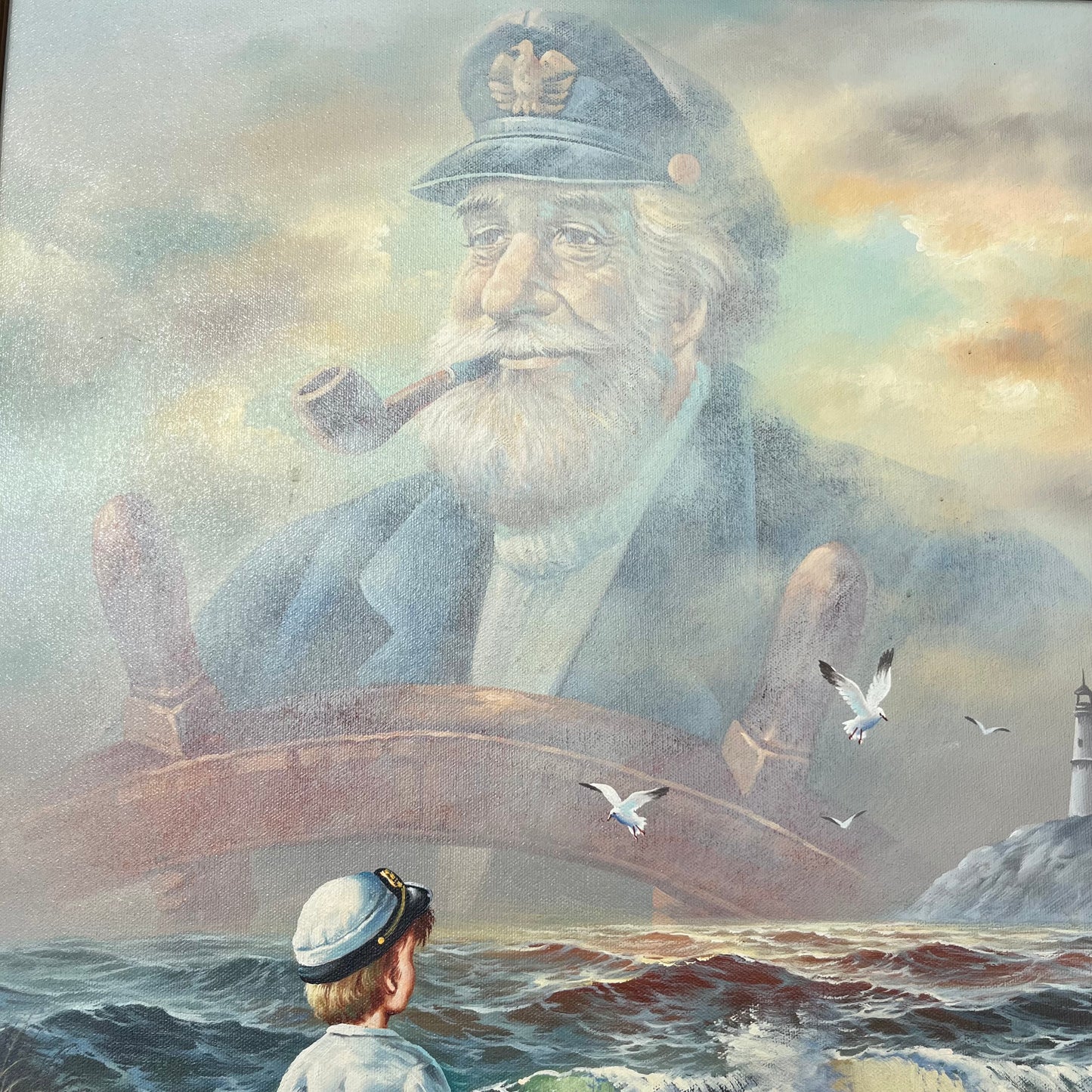 Original 1984 Sea Captain oil painting on canvas.