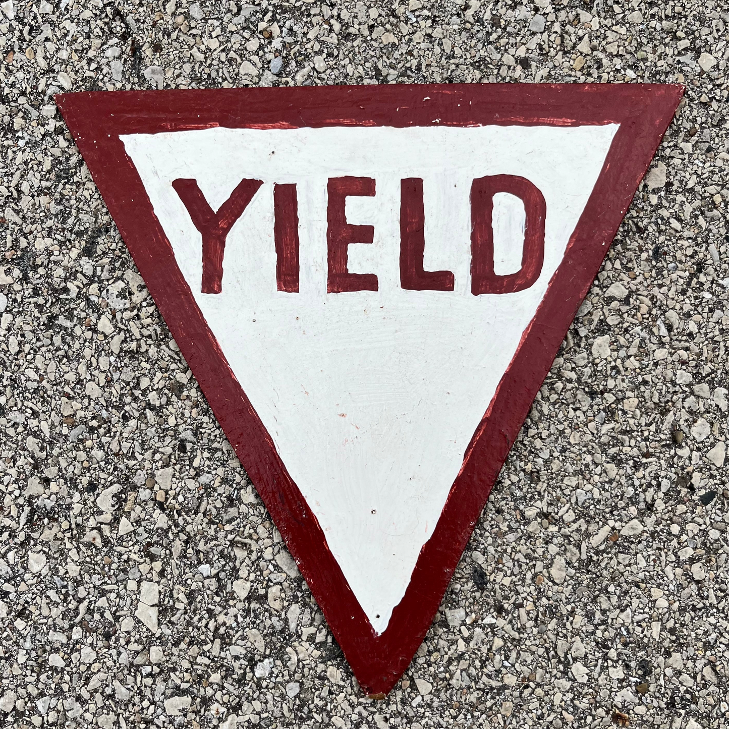 1980s Wooden Yield sign.