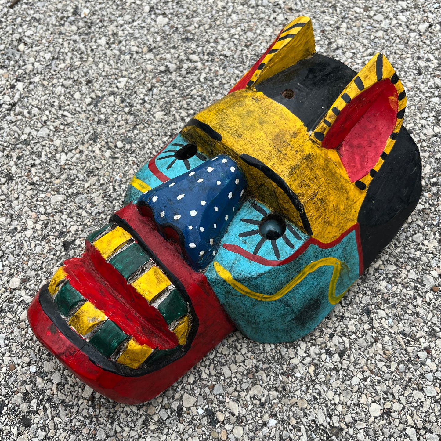 Vintage Guatemalan leopard skull mask.
