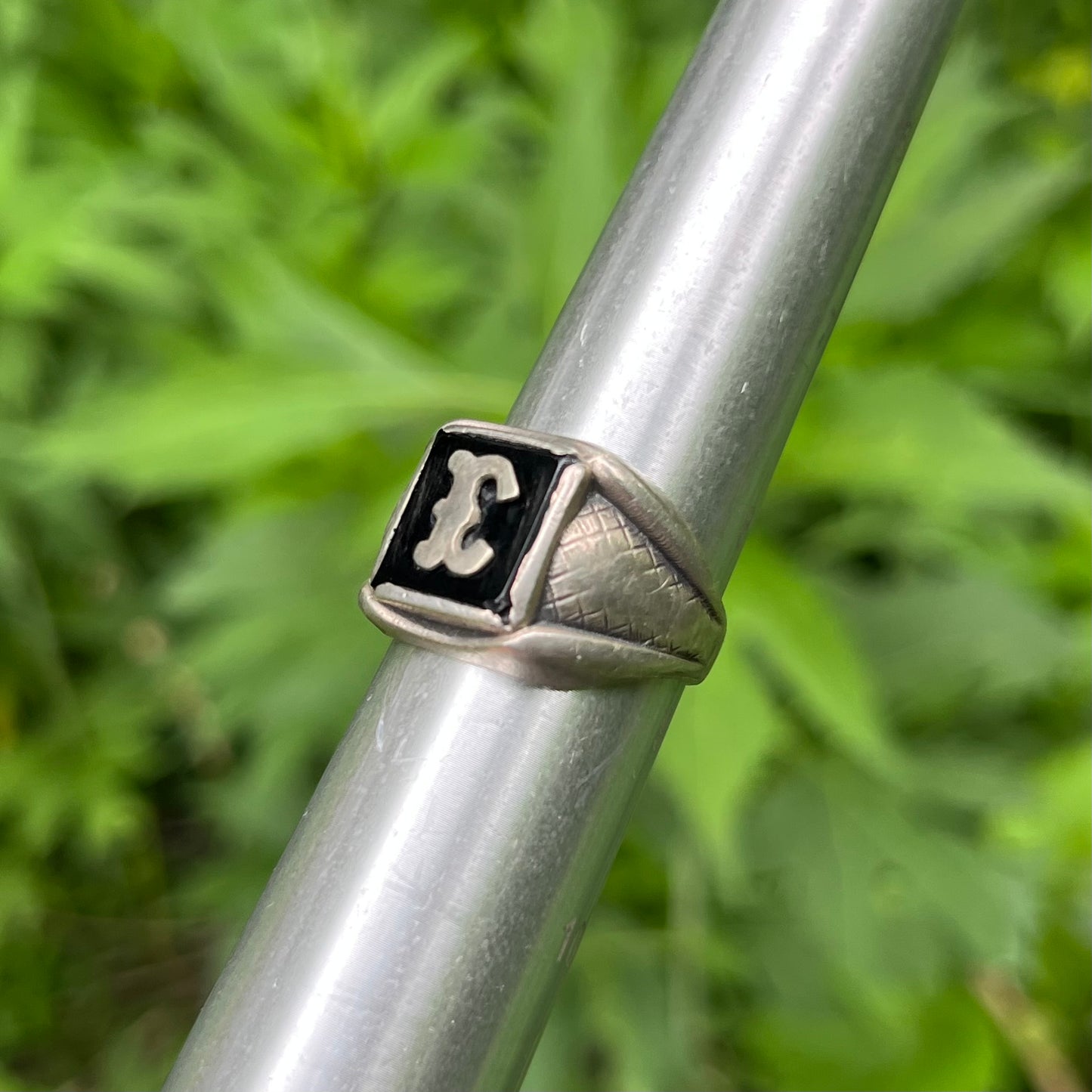 Vintage Sterling silver initial ring. Size 8.75.