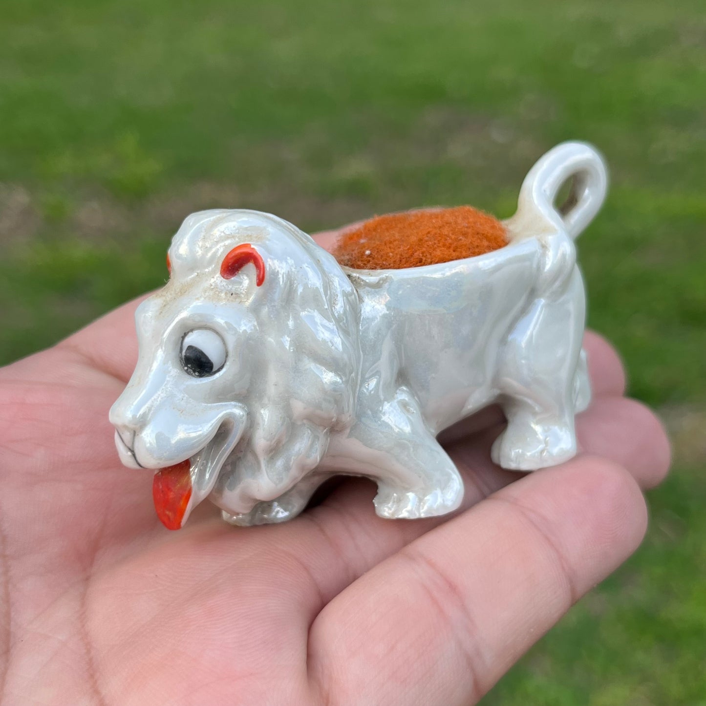 1950s Lion pin cushion.