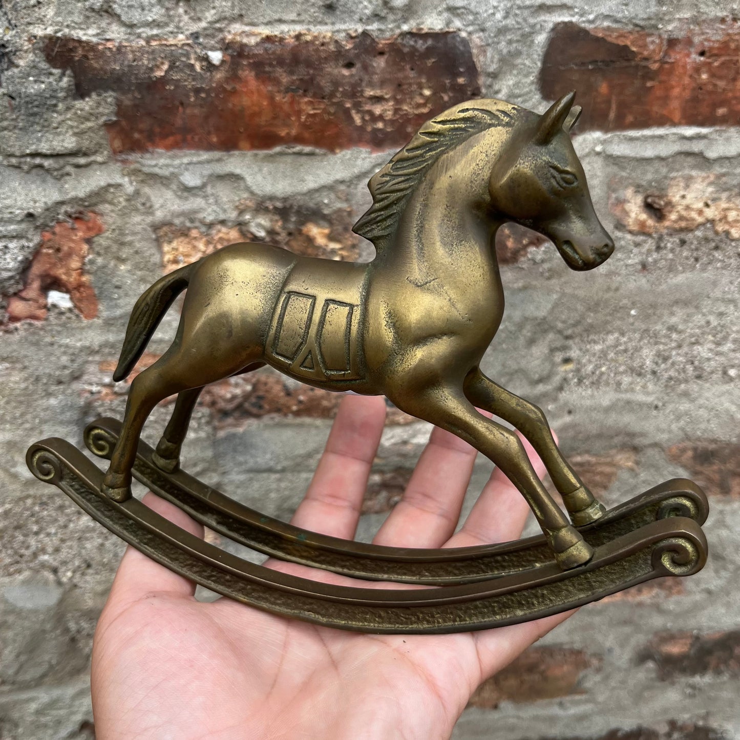 Vintage Brass rocking horse.