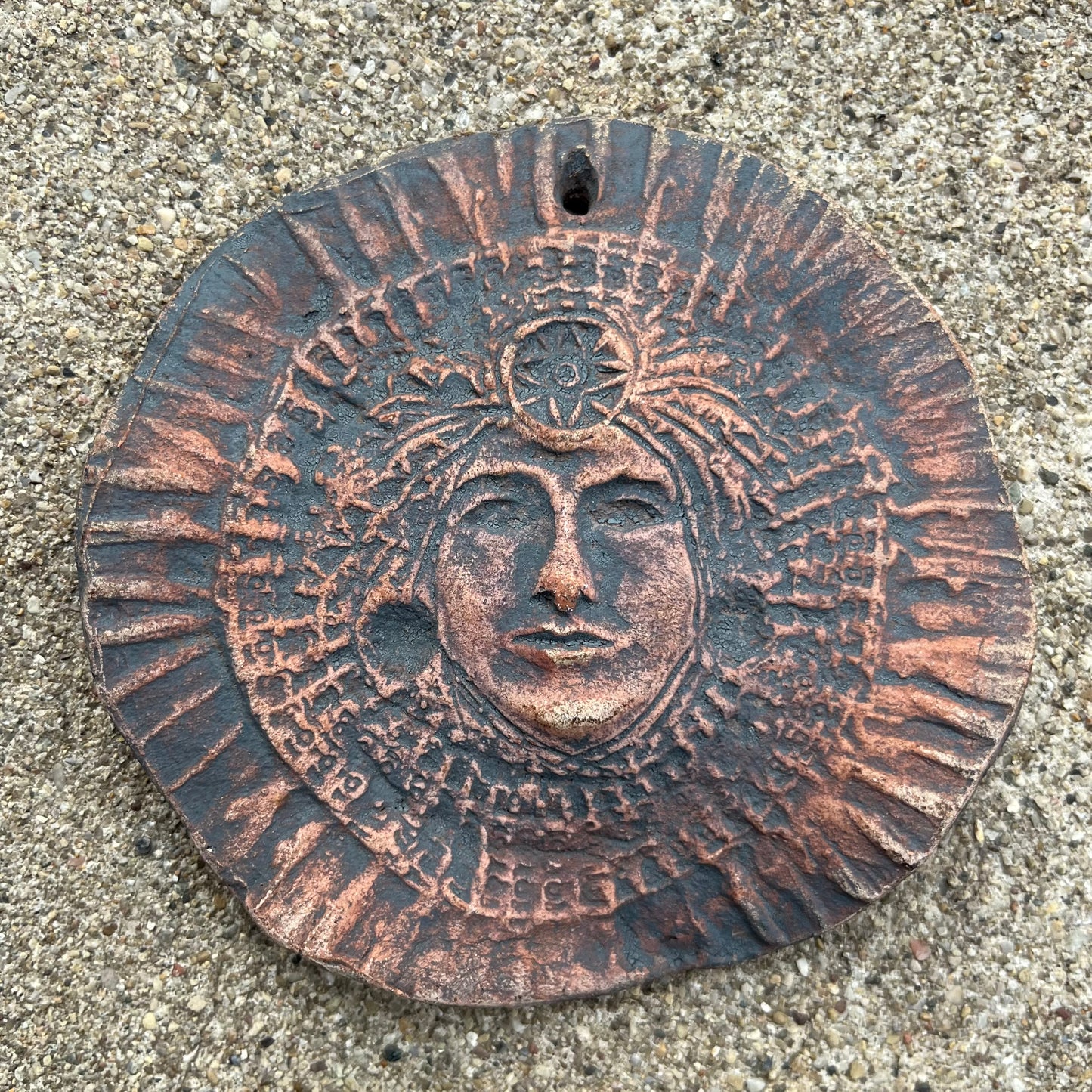 Vintage “Respect earth and life” clay medallion.