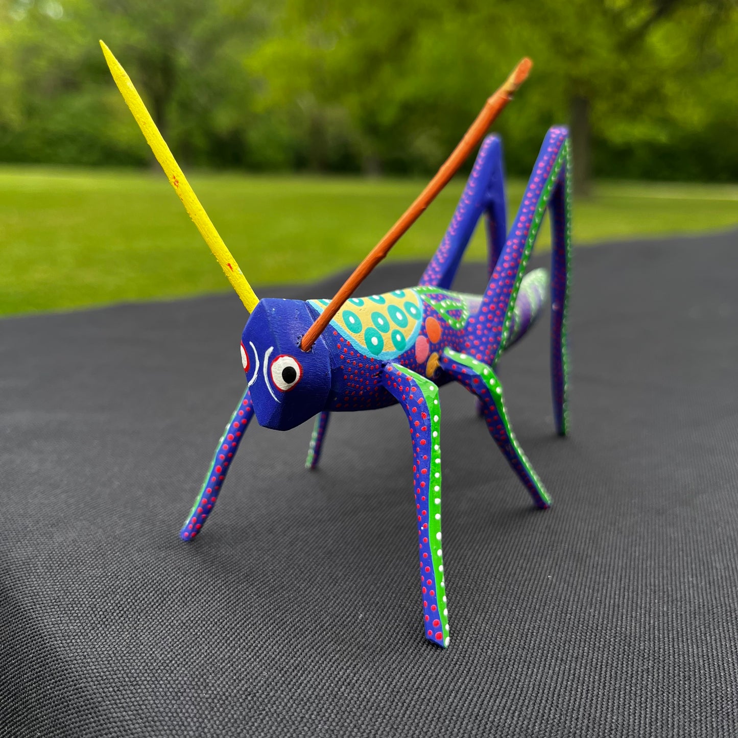 90s Hand crafted Oaxacan grasshopper Alebrije.