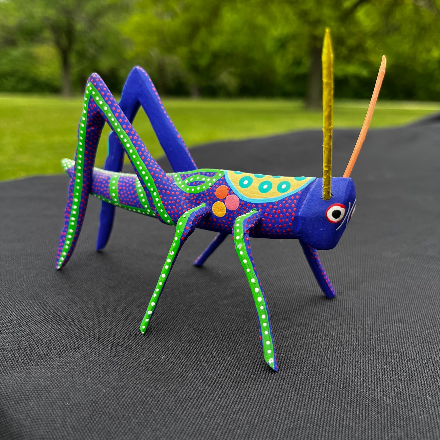 90s Hand crafted Oaxacan grasshopper Alebrije.