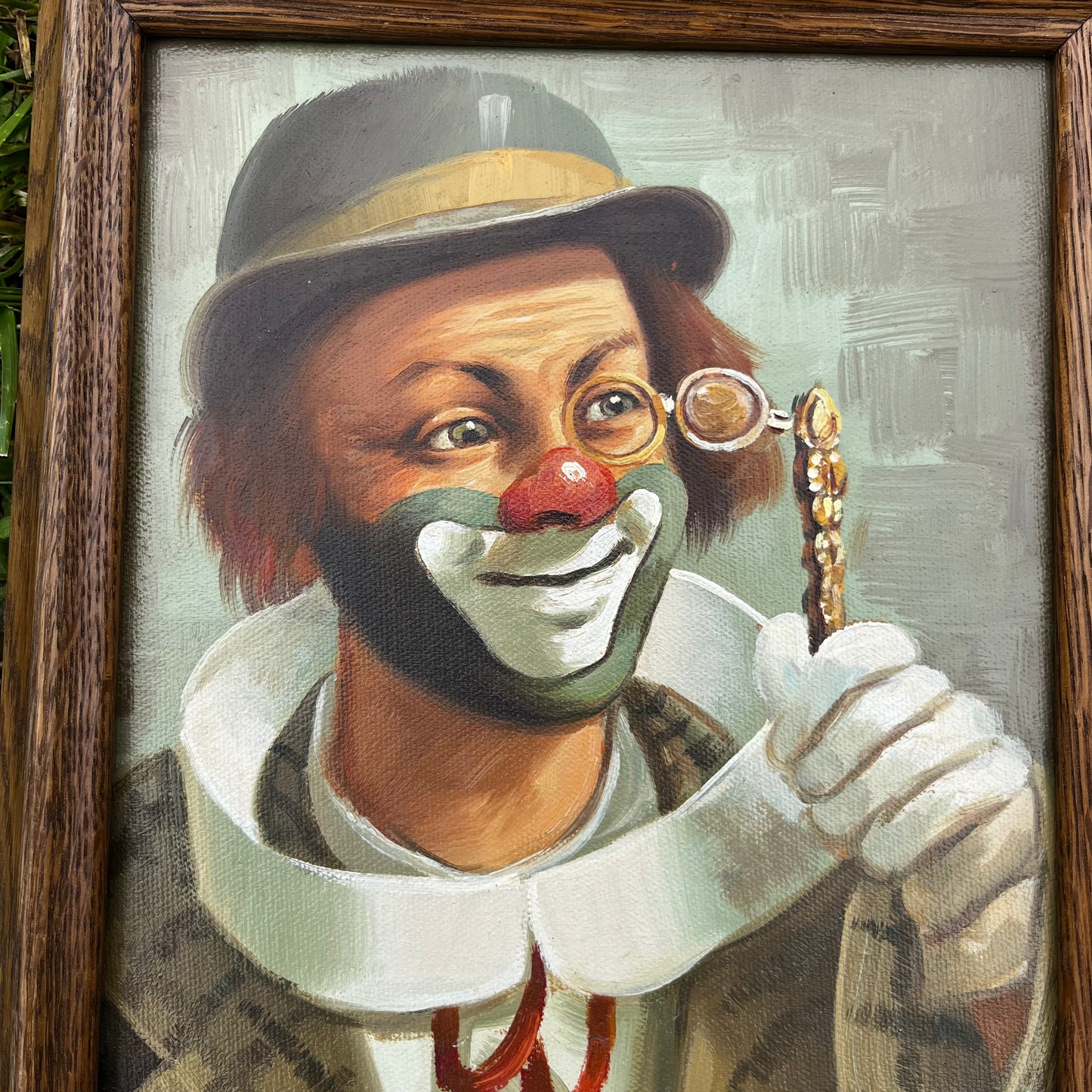 1980s Framed clown painting.