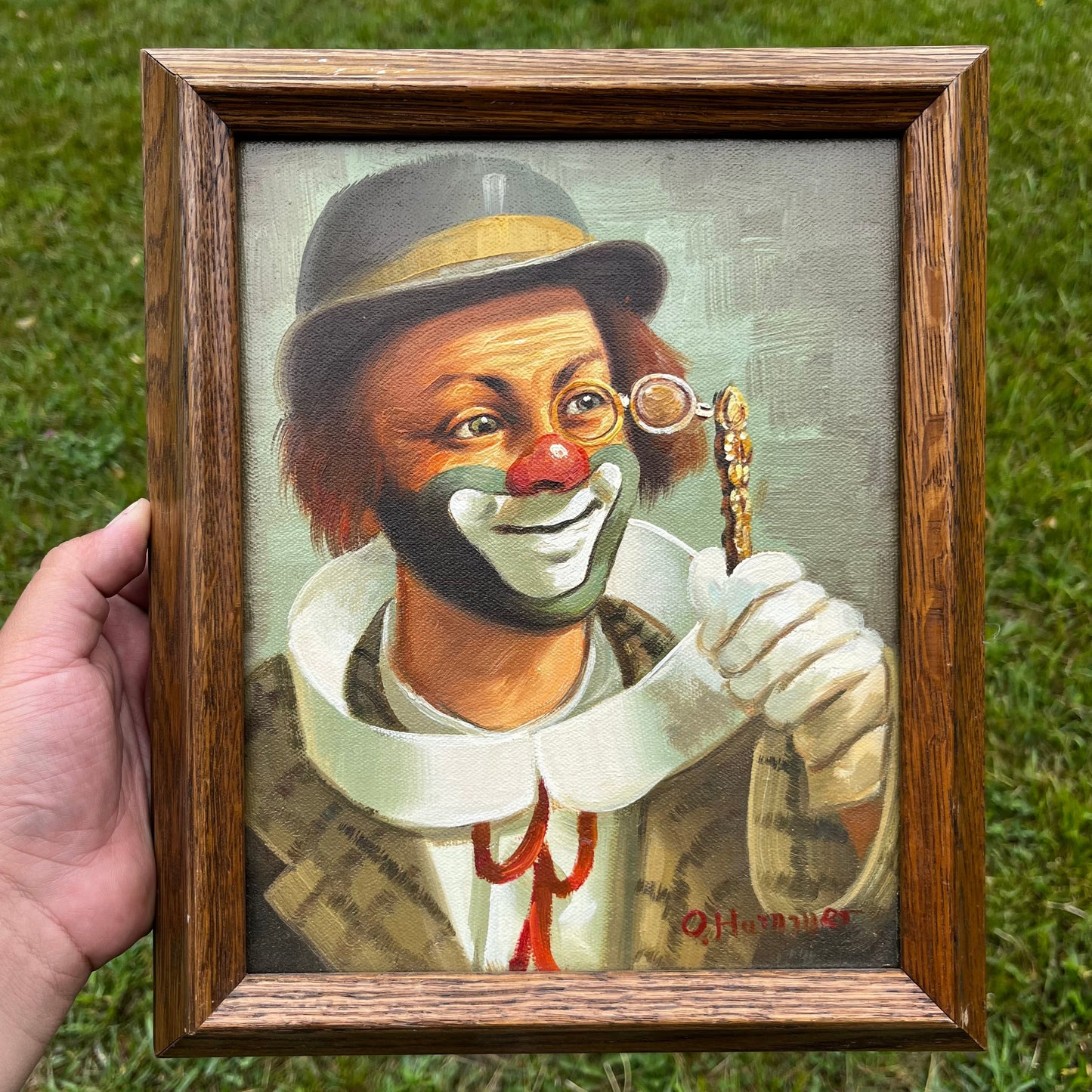 1980s Framed clown painting.