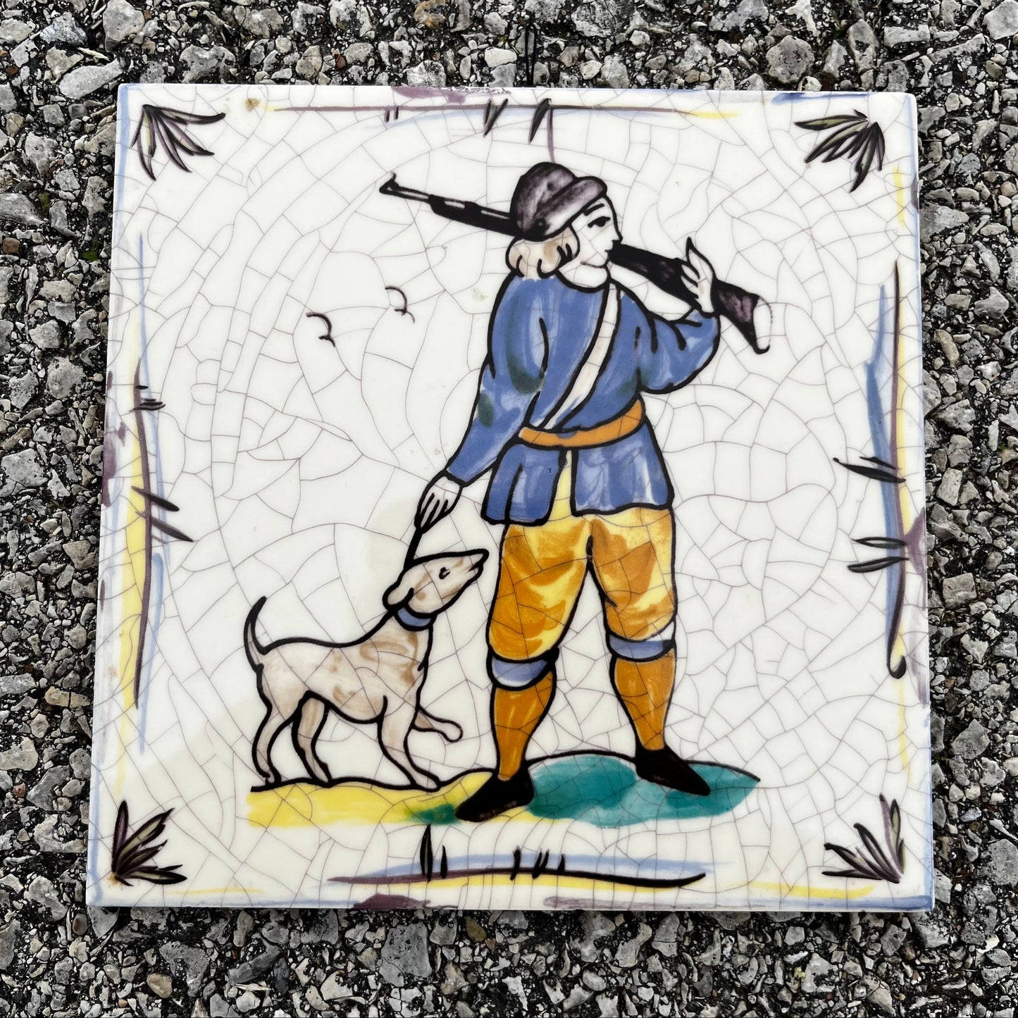 1950s Cermaic hunter tile.