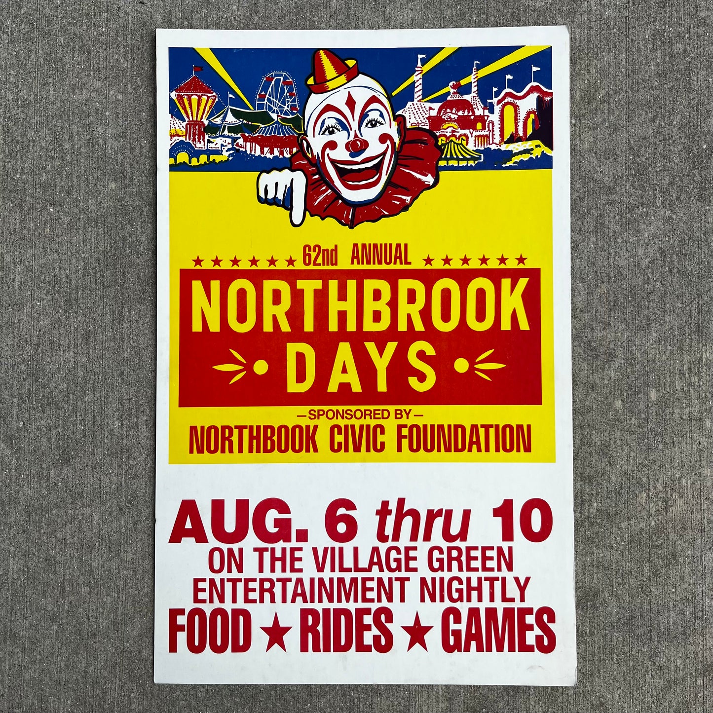 1986 Northbrook days circus clown poster.