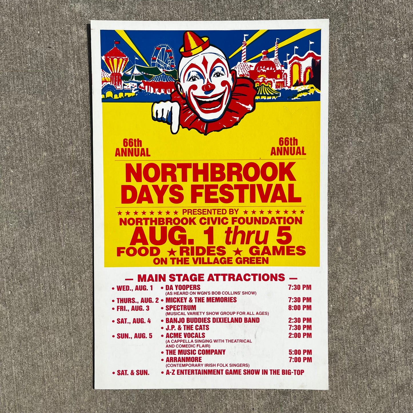 1990 Northbrook days circus clown poster.