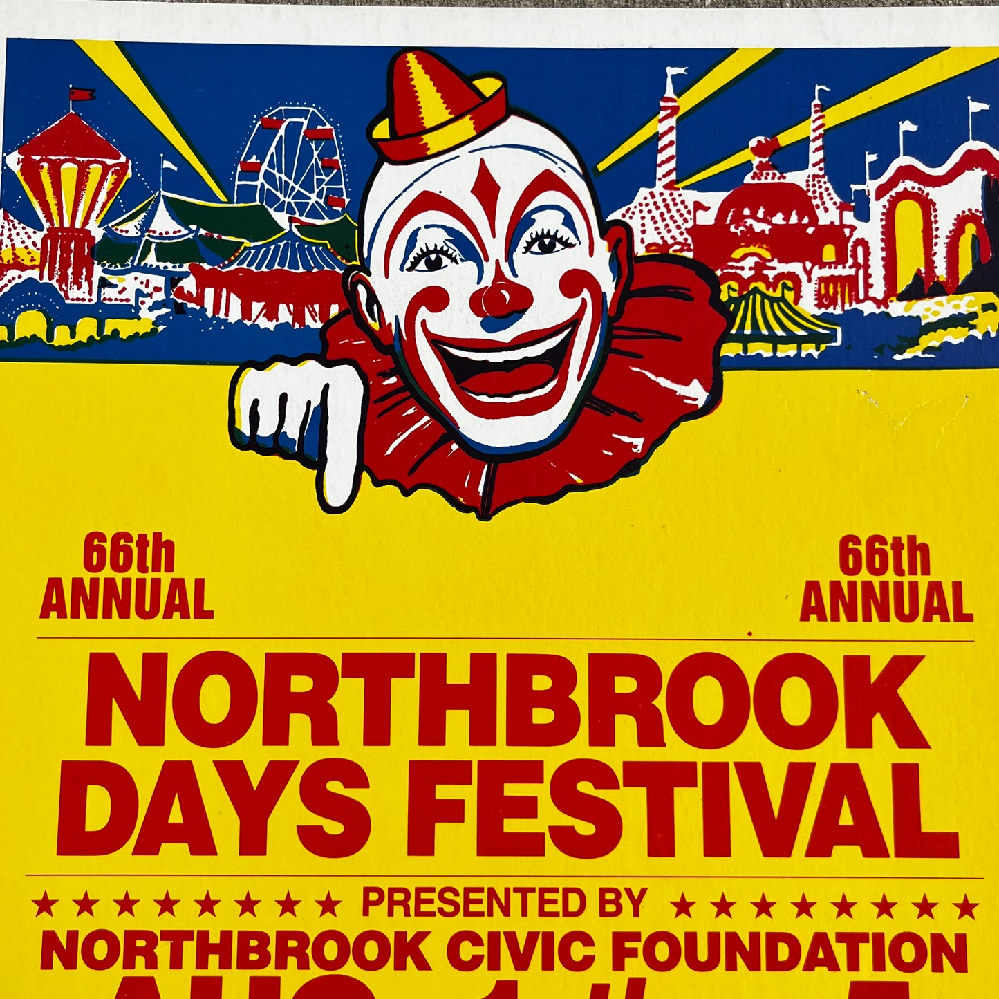 1990 Northbrook days circus clown poster.