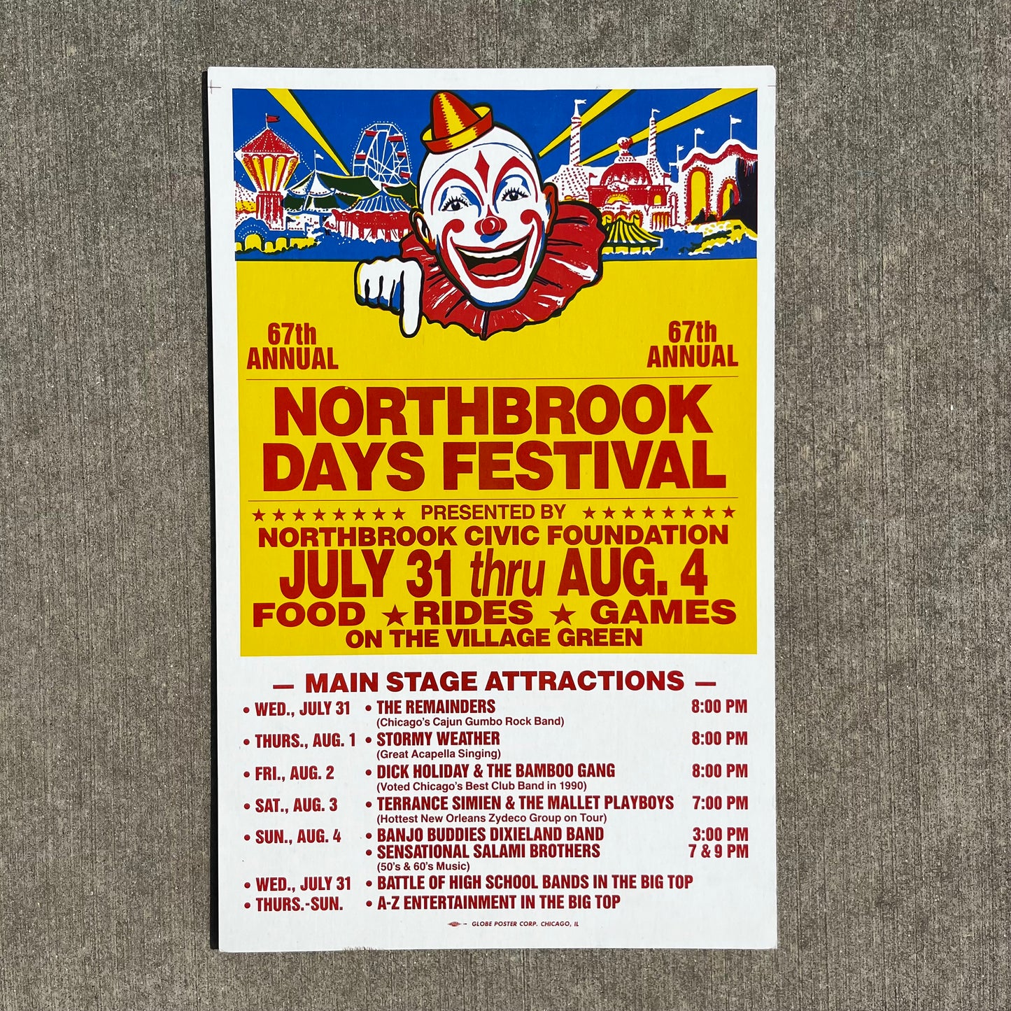 1991 Northbrook days circus clown poster.