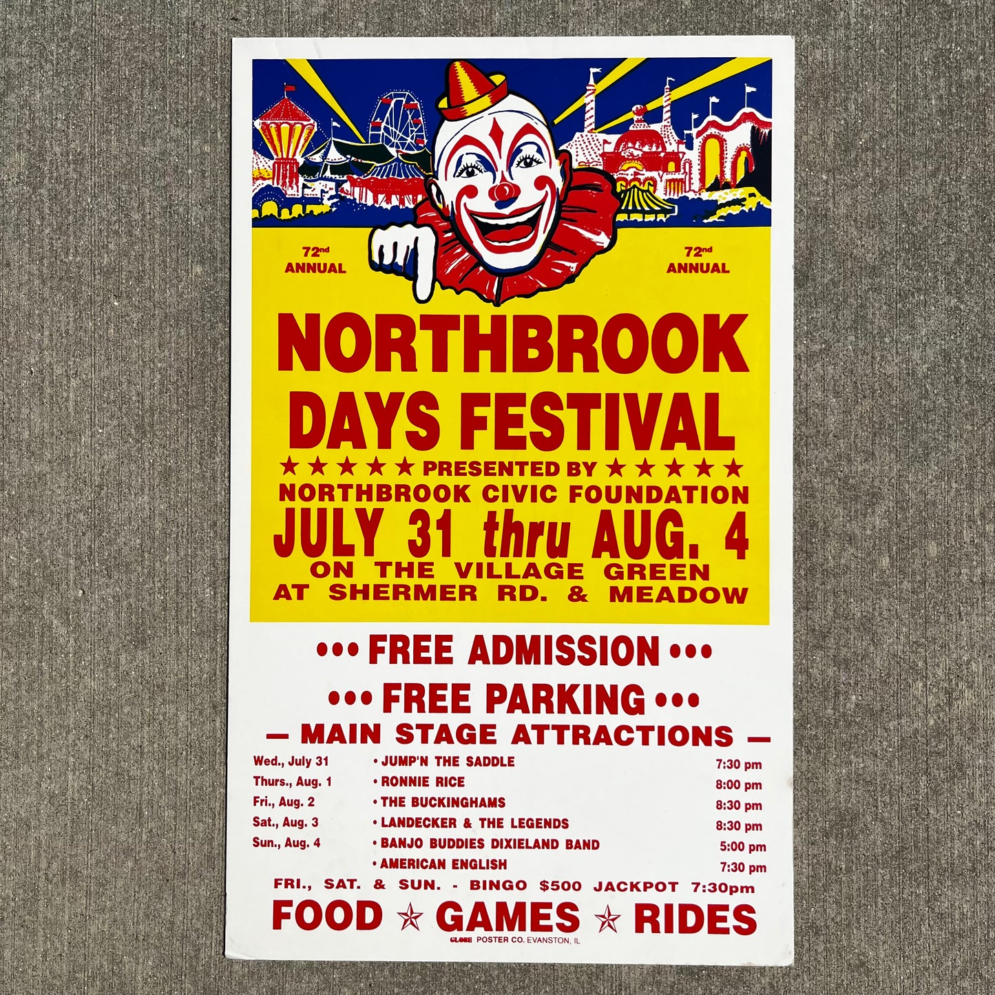 1996 Northbrook days circus clown poster.