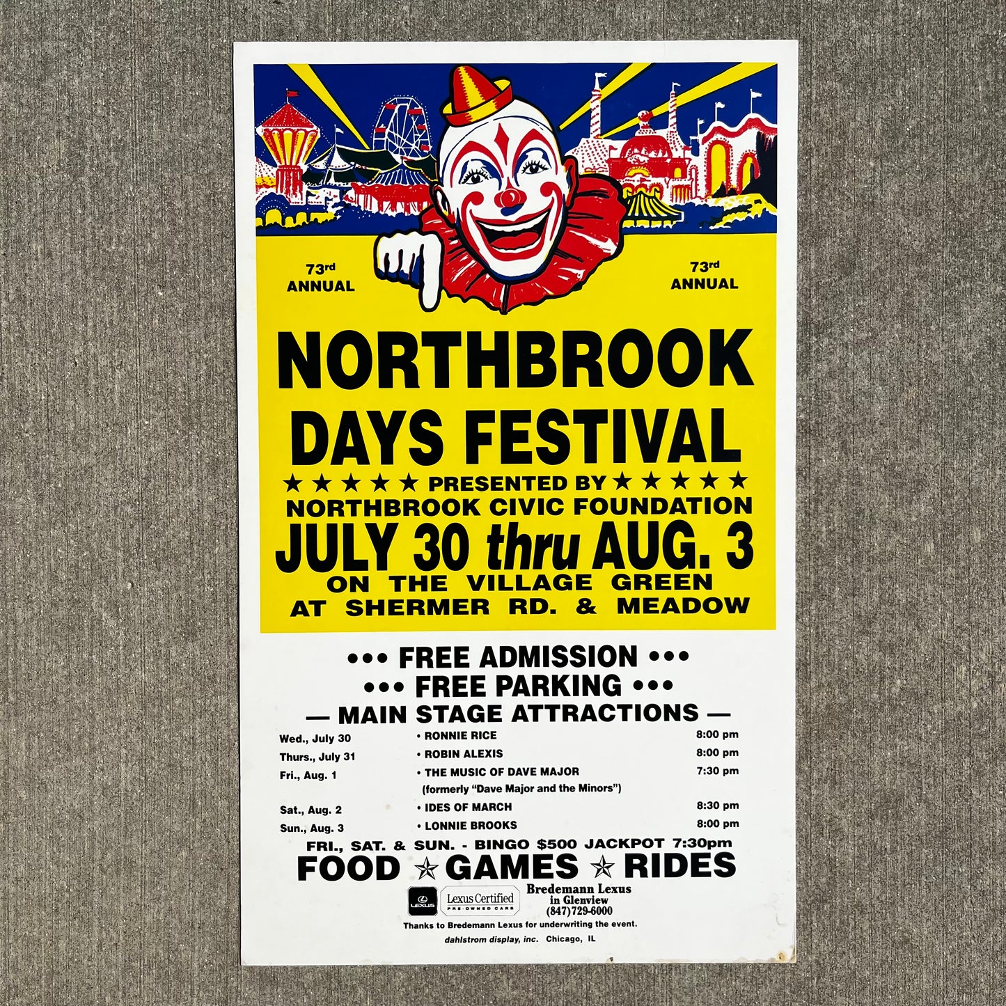 1997 Northbrook days circus clown poster.