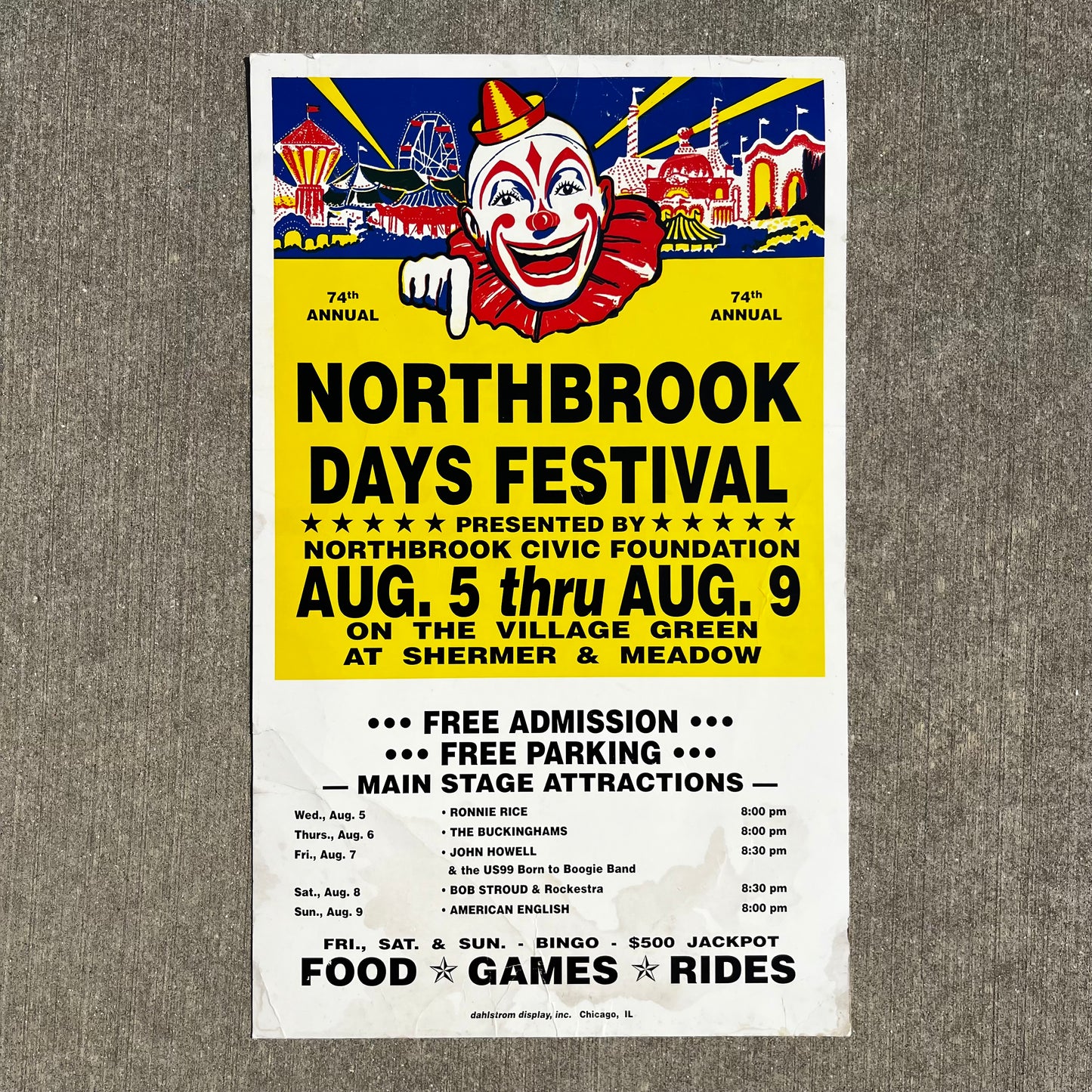 1998 Northbrook days circus clown poster.