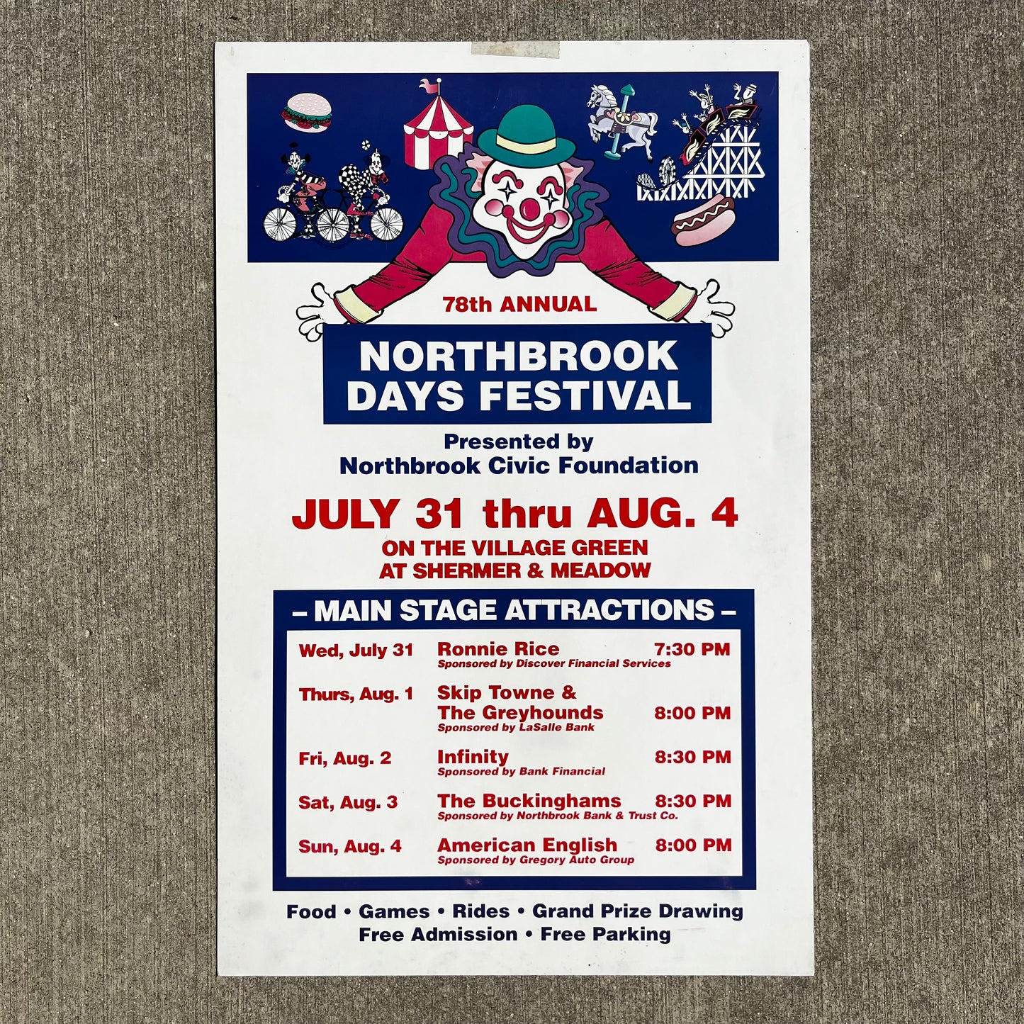 2002 Northbrook days circus clown poster.