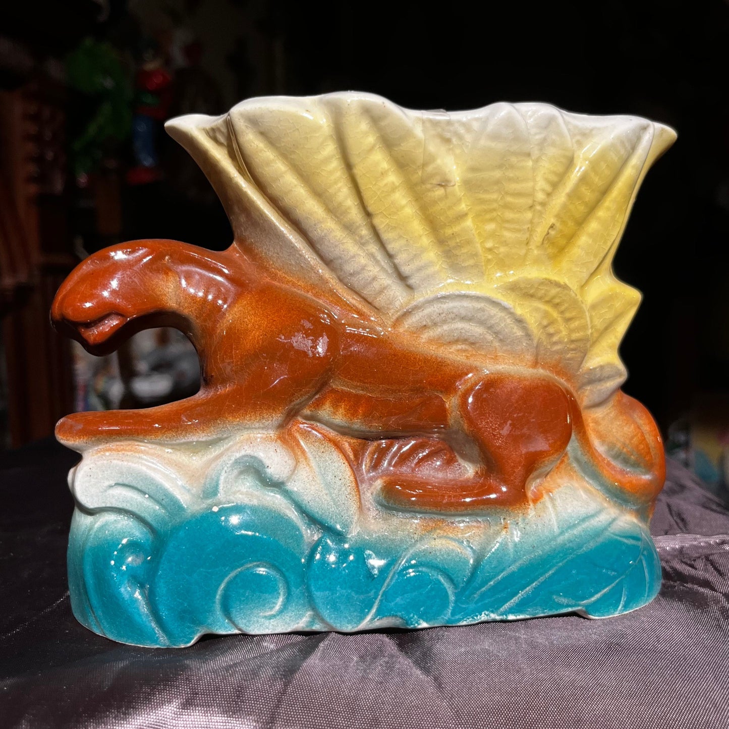Vintage ceramic panther planter.