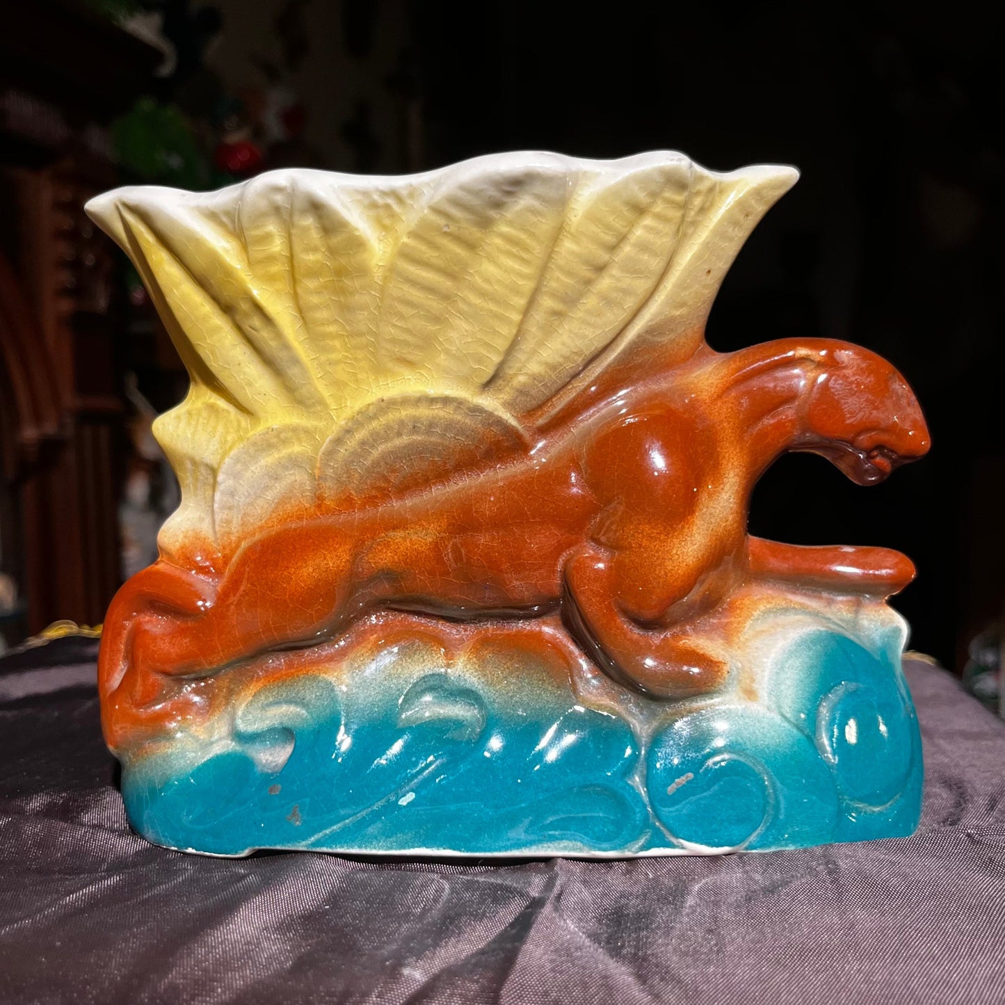Vintage ceramic panther planter.