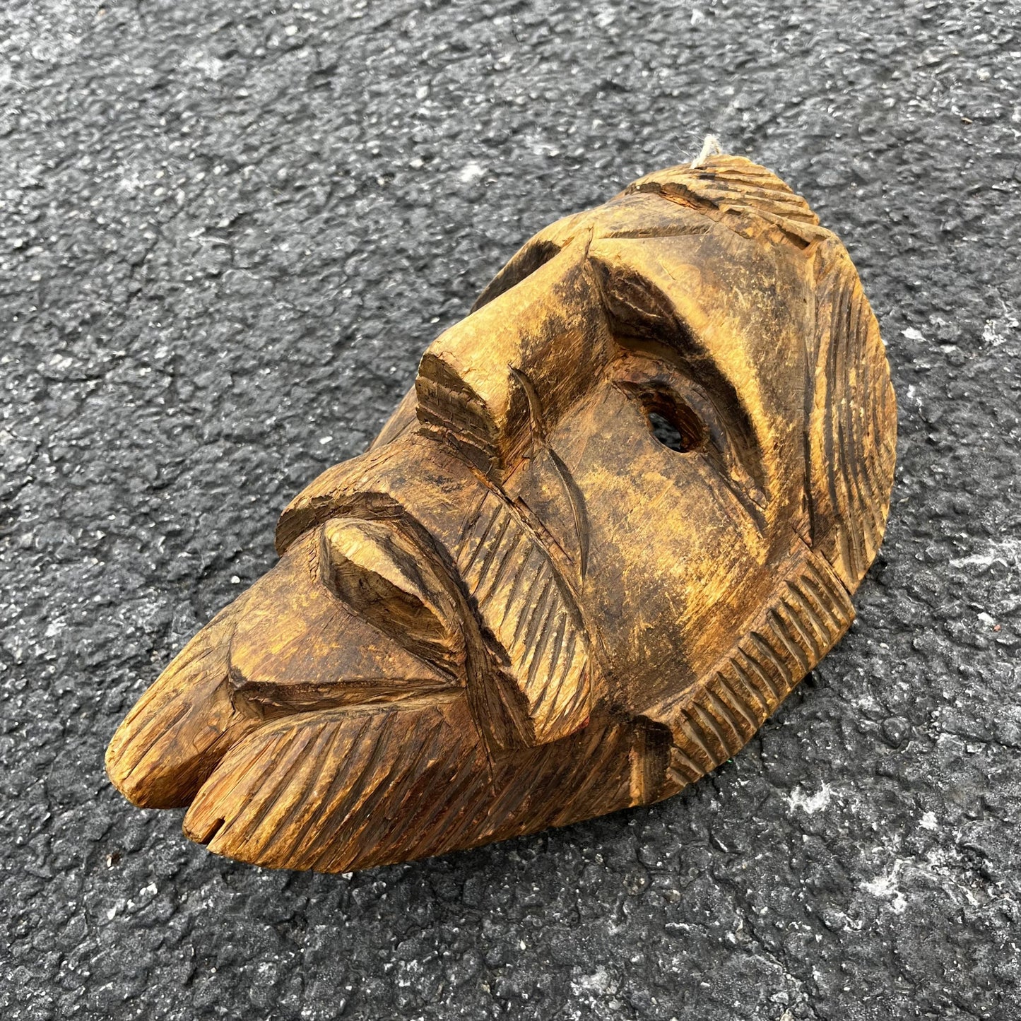 Vintage hand carved Guatemalan Spaniard mask.