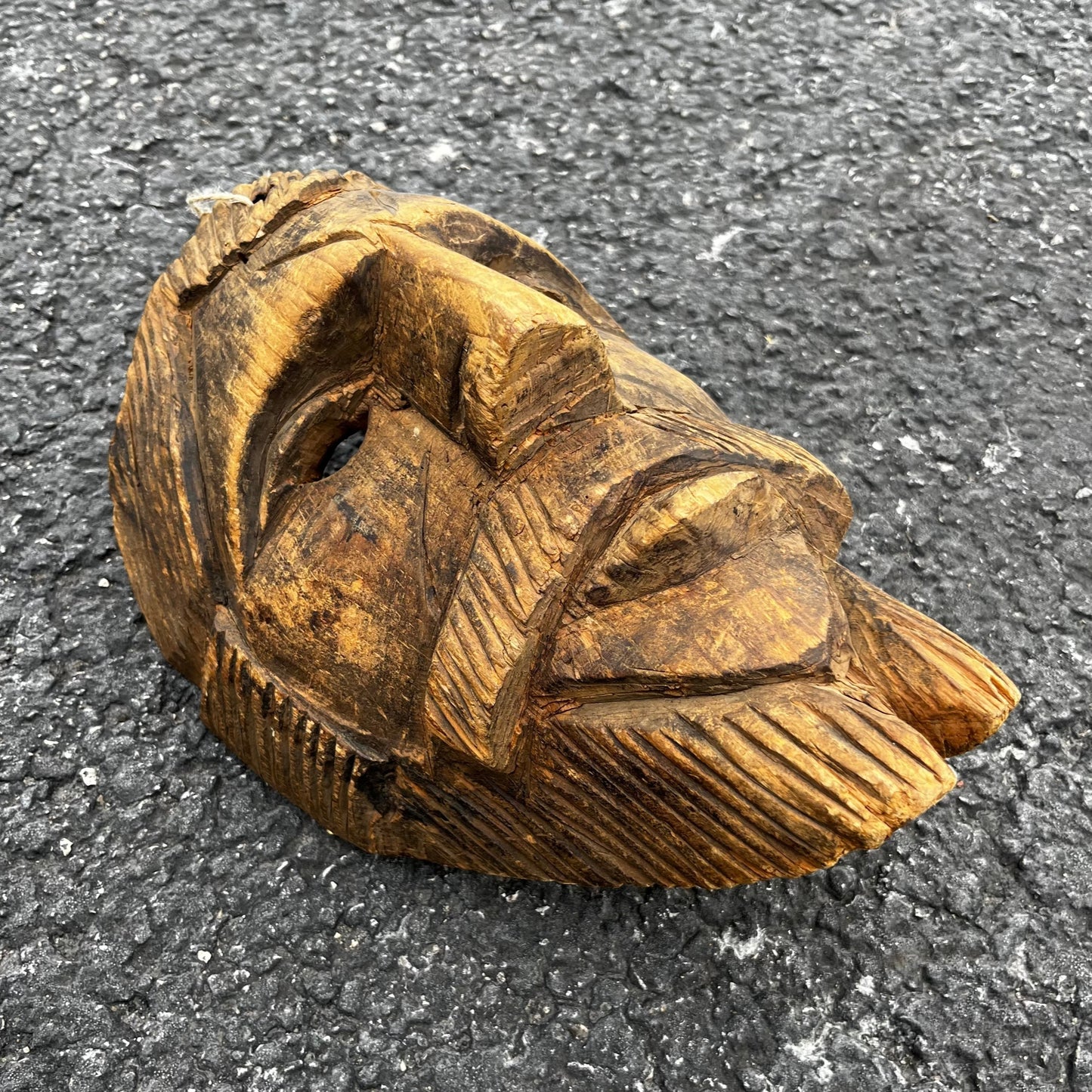 Vintage hand carved Guatemalan Spaniard mask.