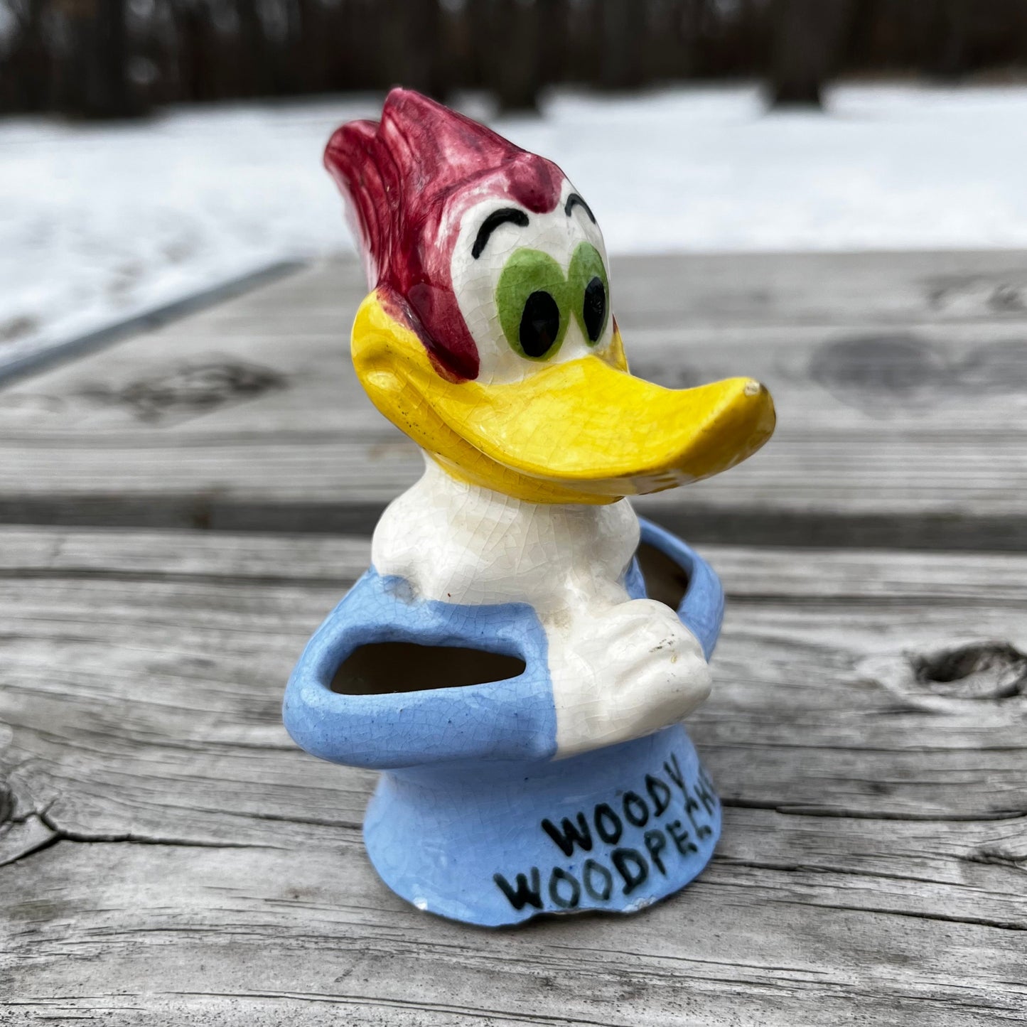 1950s Ceramic Woody the wood-pecker figurine.