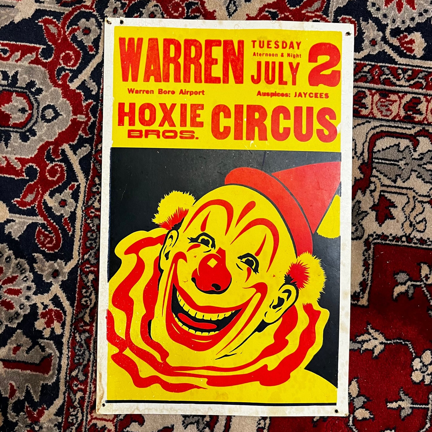 1960s cardboard Hoxie Bros. circus poster.