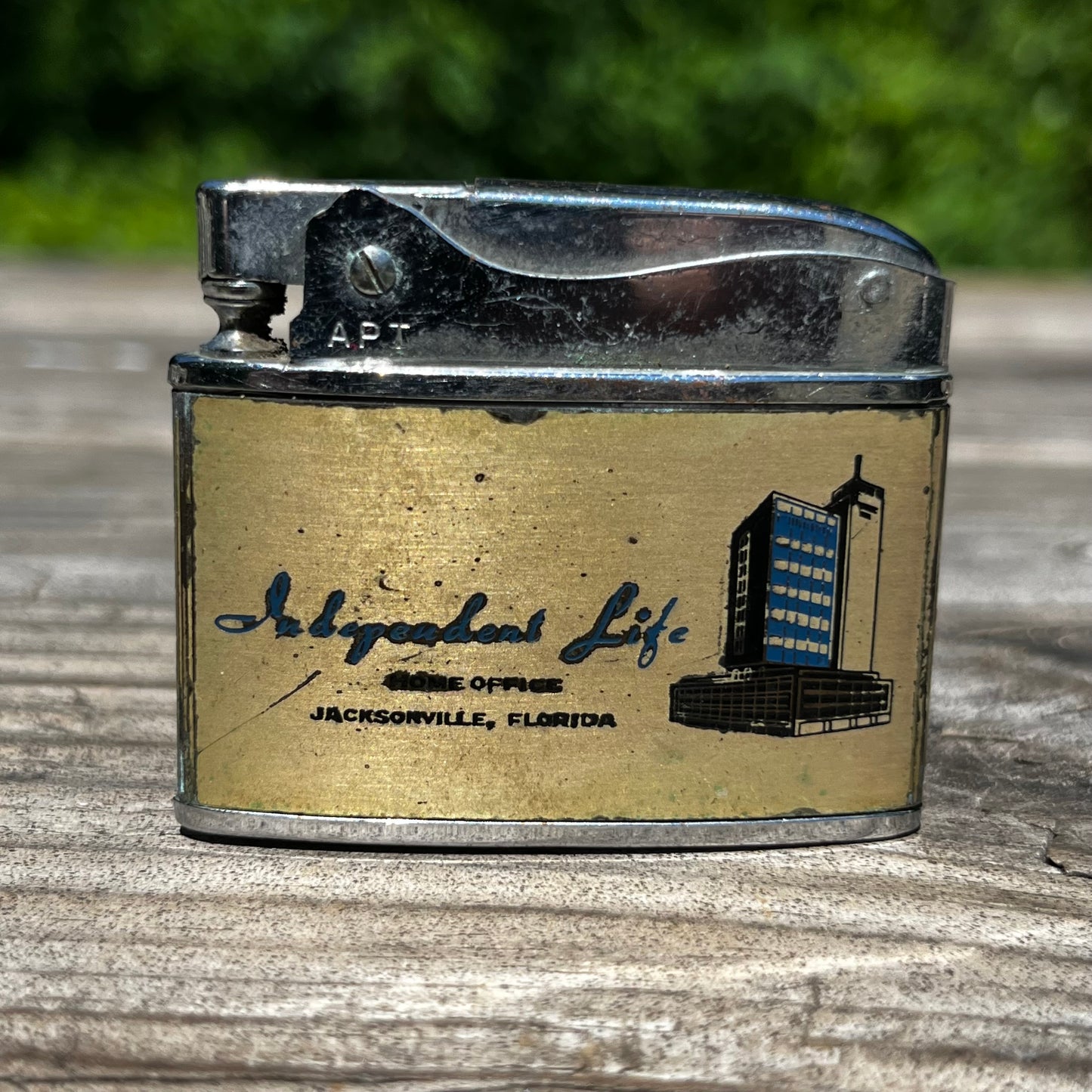Vintage Insurance life flat lighter.