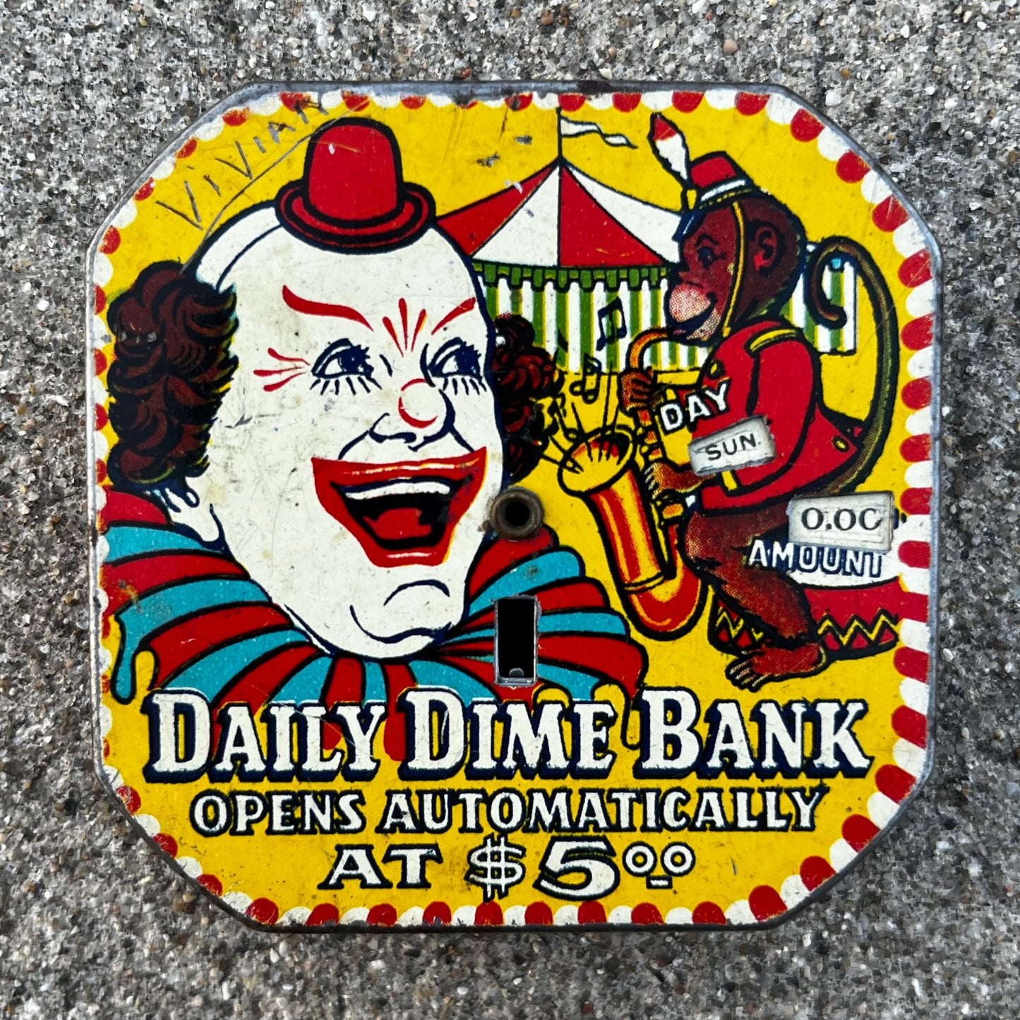 Vintage Circus clown Daily Dime bank.