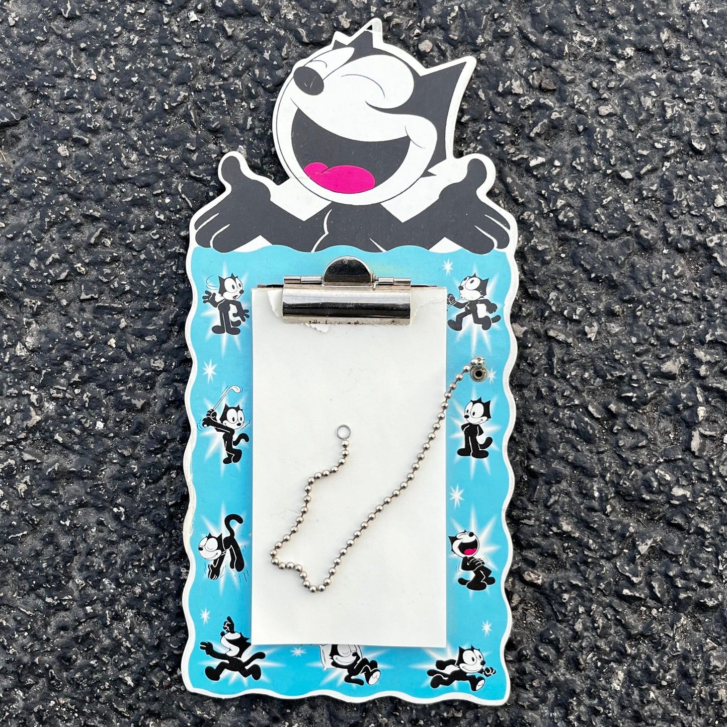 Cardboard Felix the cat notepad.