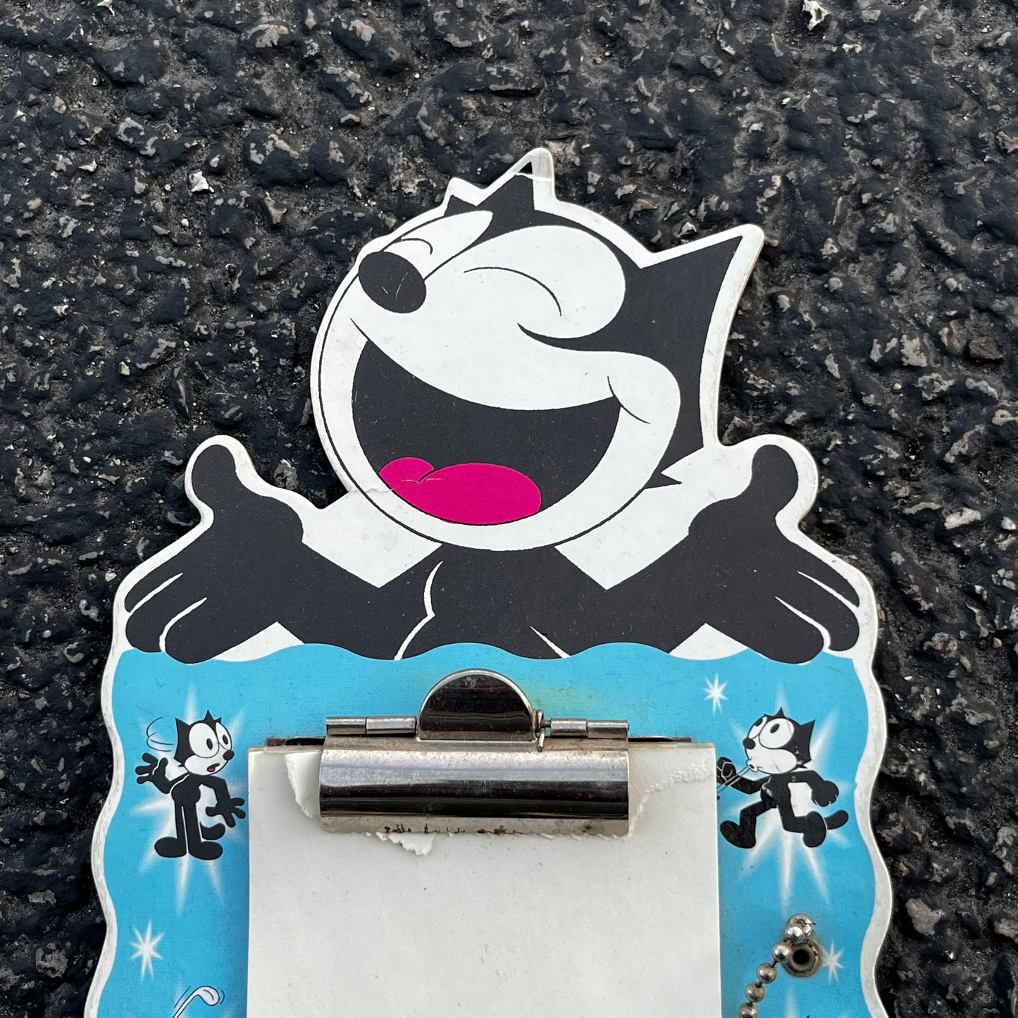 Cardboard Felix the cat notepad.