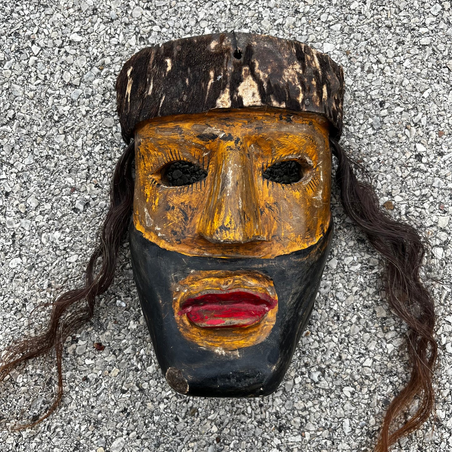 1960s wooden ceremonial Spaniard mask.