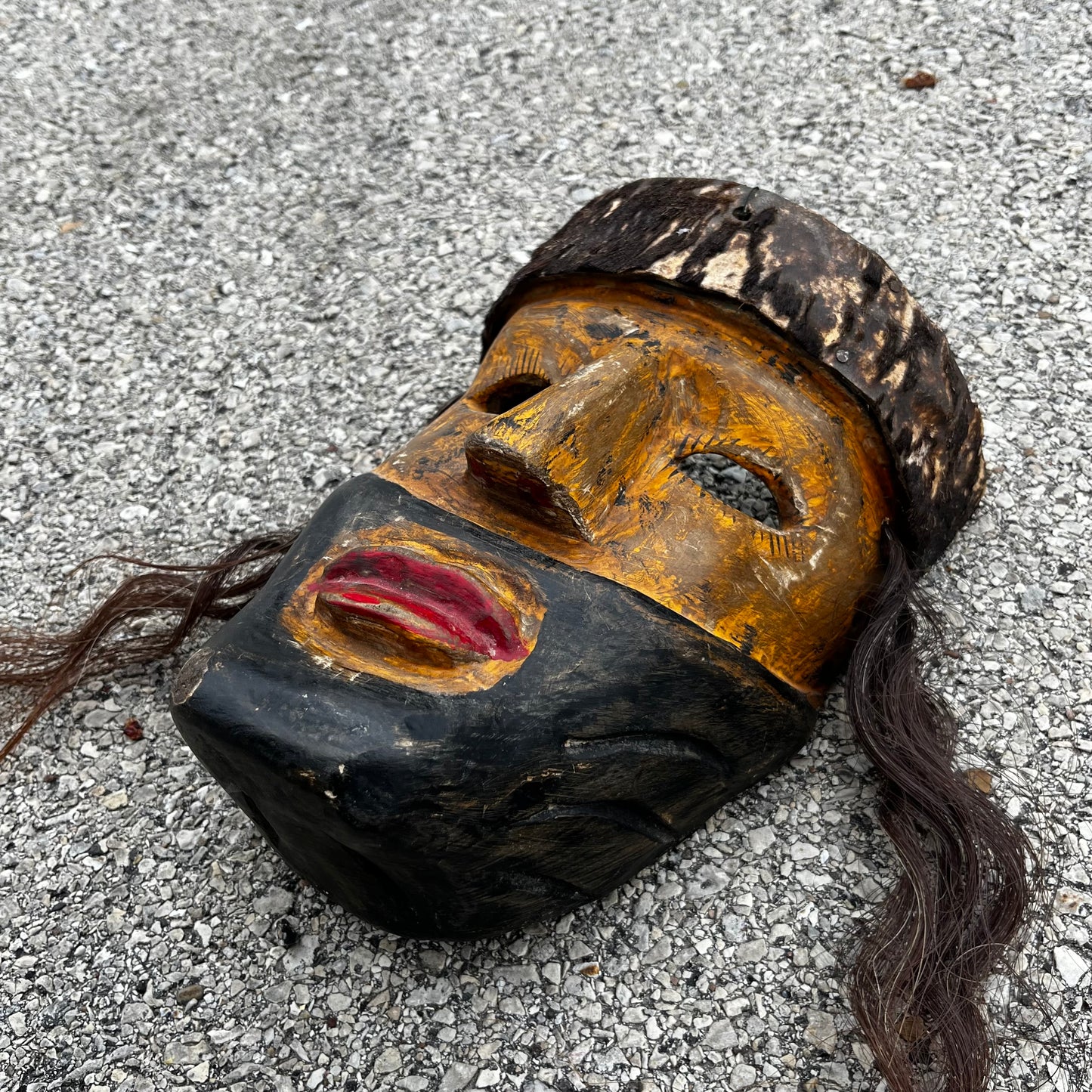 1960s wooden ceremonial Spaniard mask.