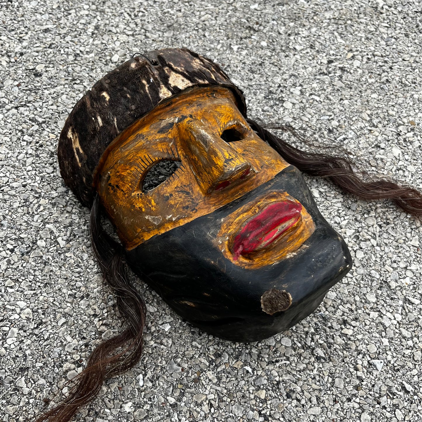 1960s wooden ceremonial Spaniard mask.