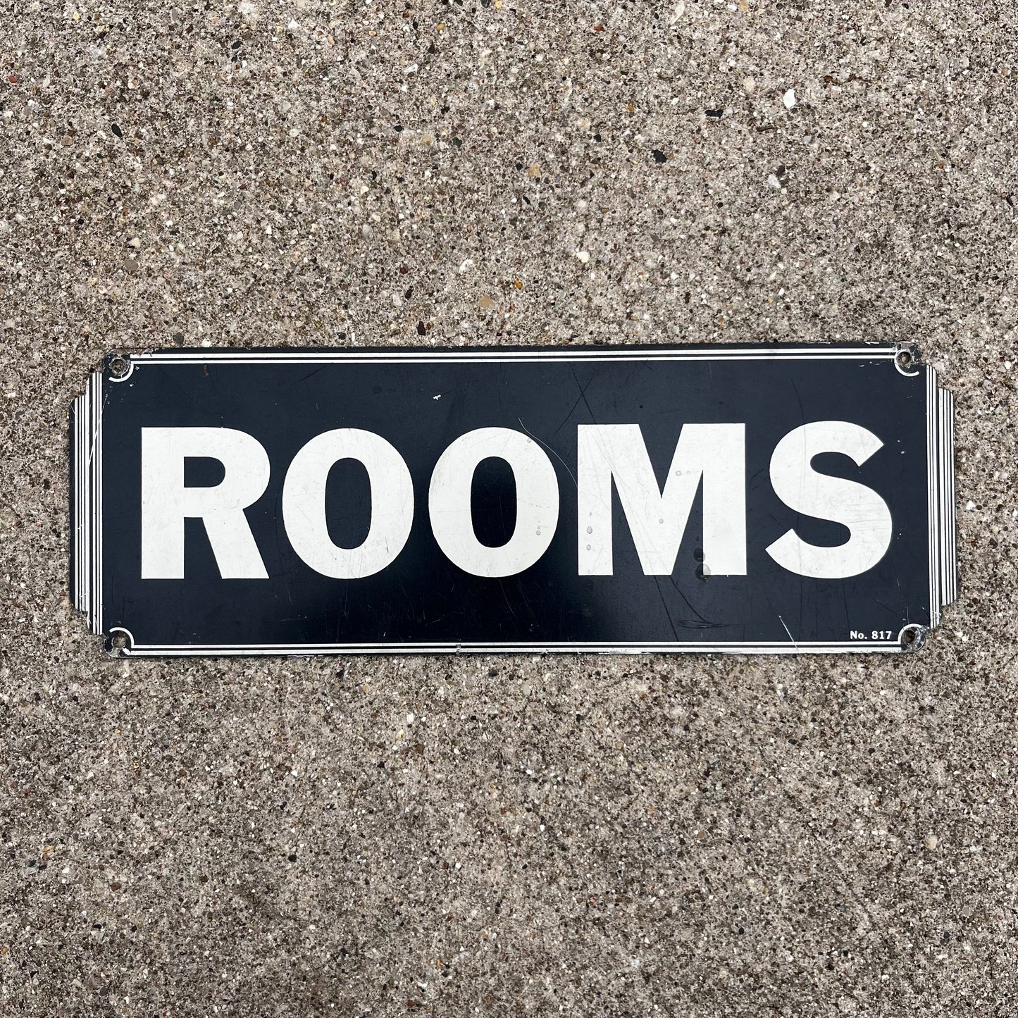 1960s tin "Rooms" plaque.
