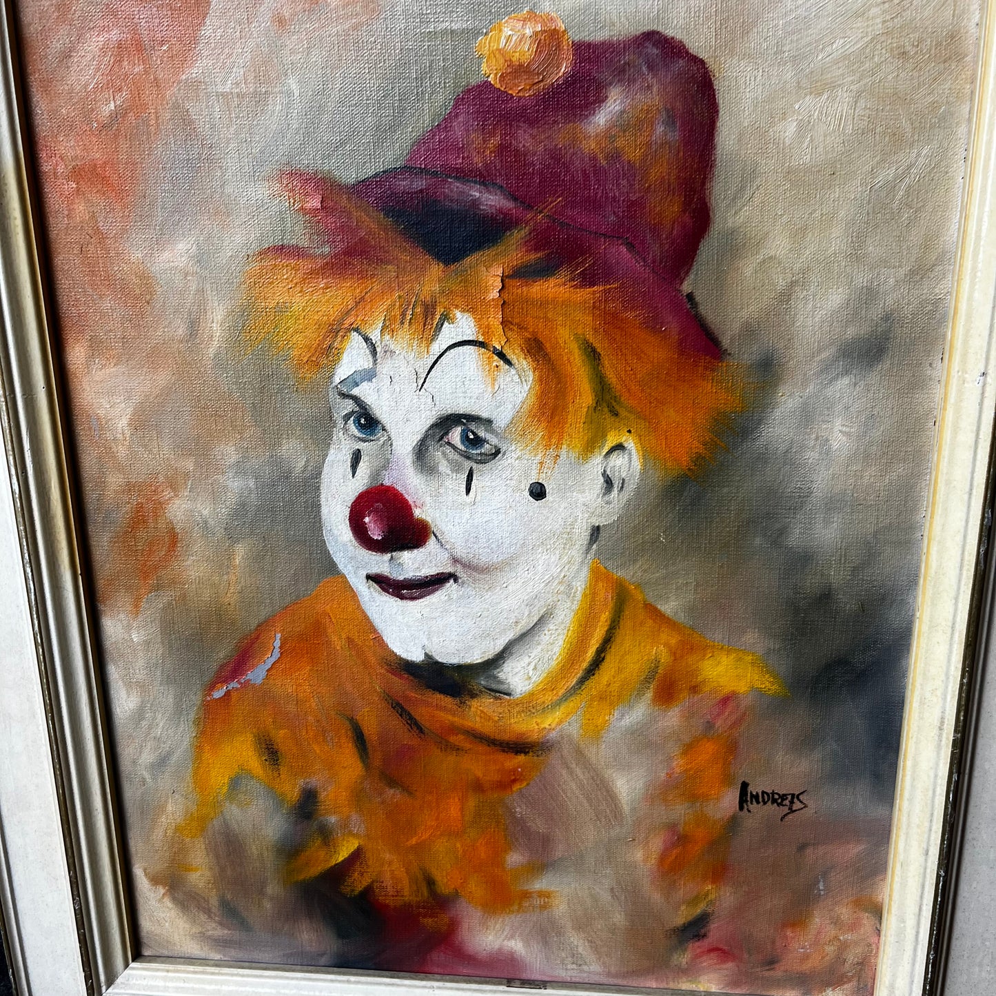 1970s Original clown painting.
